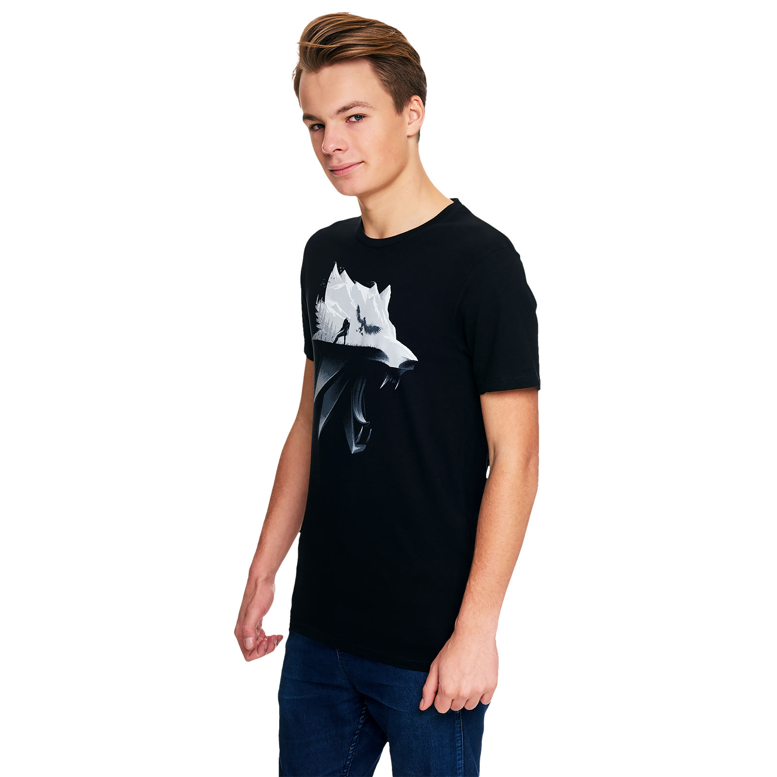 Witcher - Wolf Silhouette T-Shirt schwarz