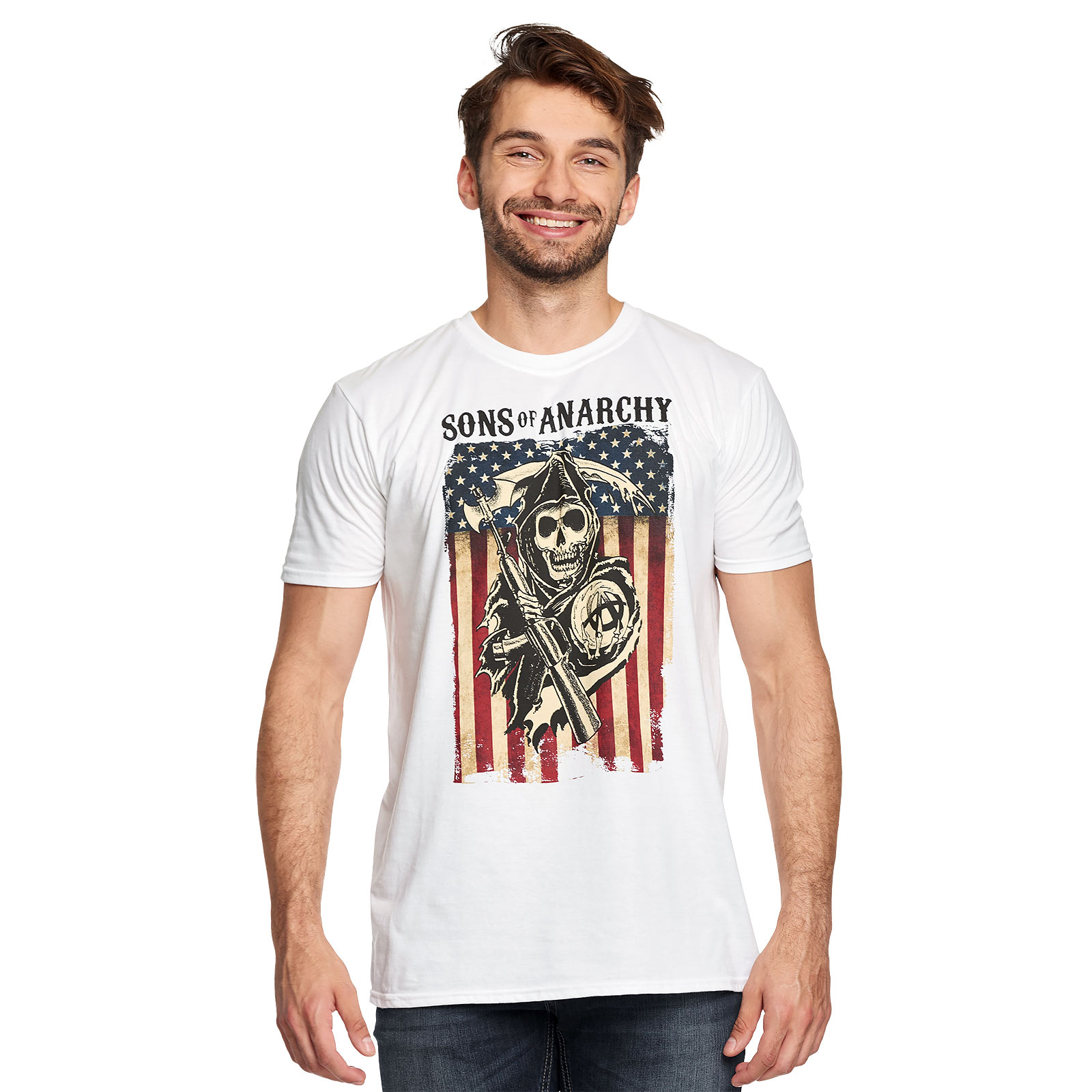 Sons of Anarchy - Reaper Flag T-Shirt weiß