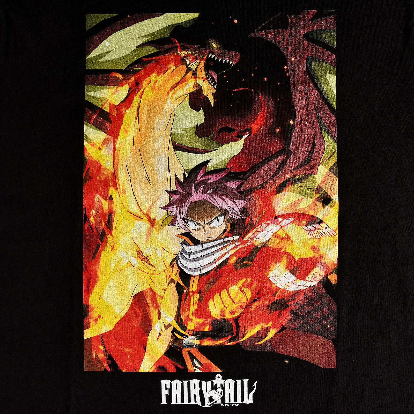Fairy Tail - Natsu mit Igneel T-Shirt schwarz