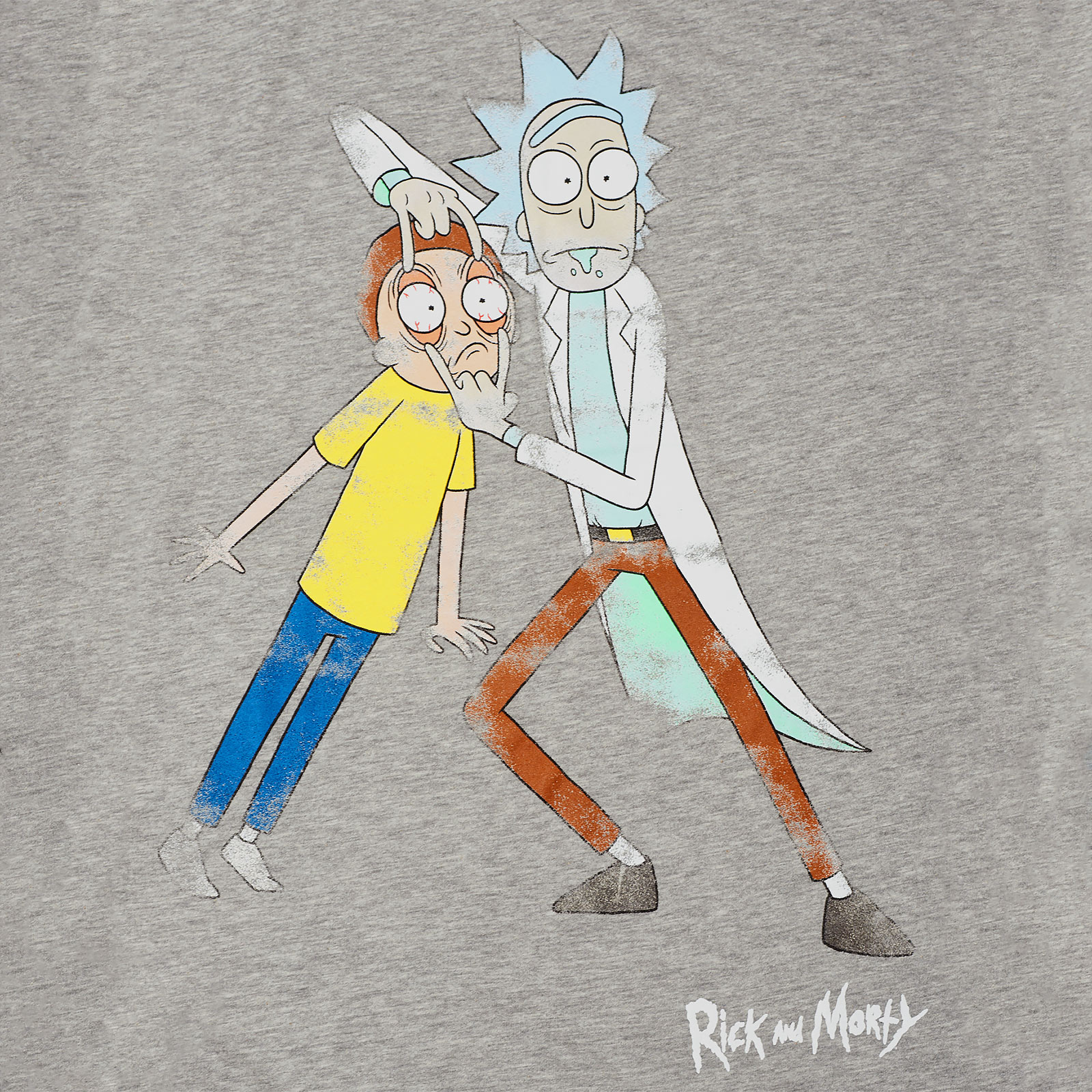 Rick and Morty - Morty Eye Edit Distressed T-Shirt grau