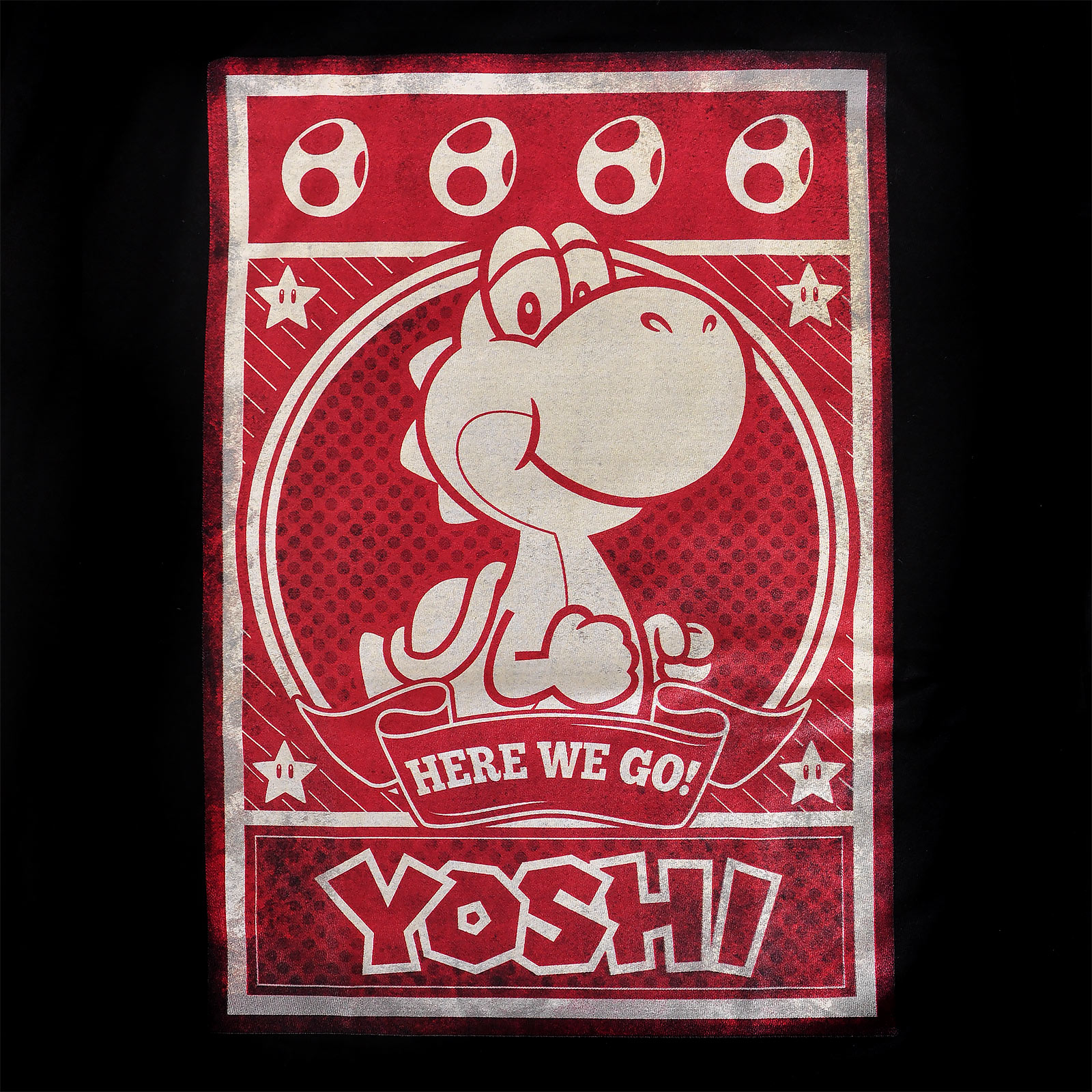 Super Mario - Yoshi Here We Go Poster T-Shirt schwarz