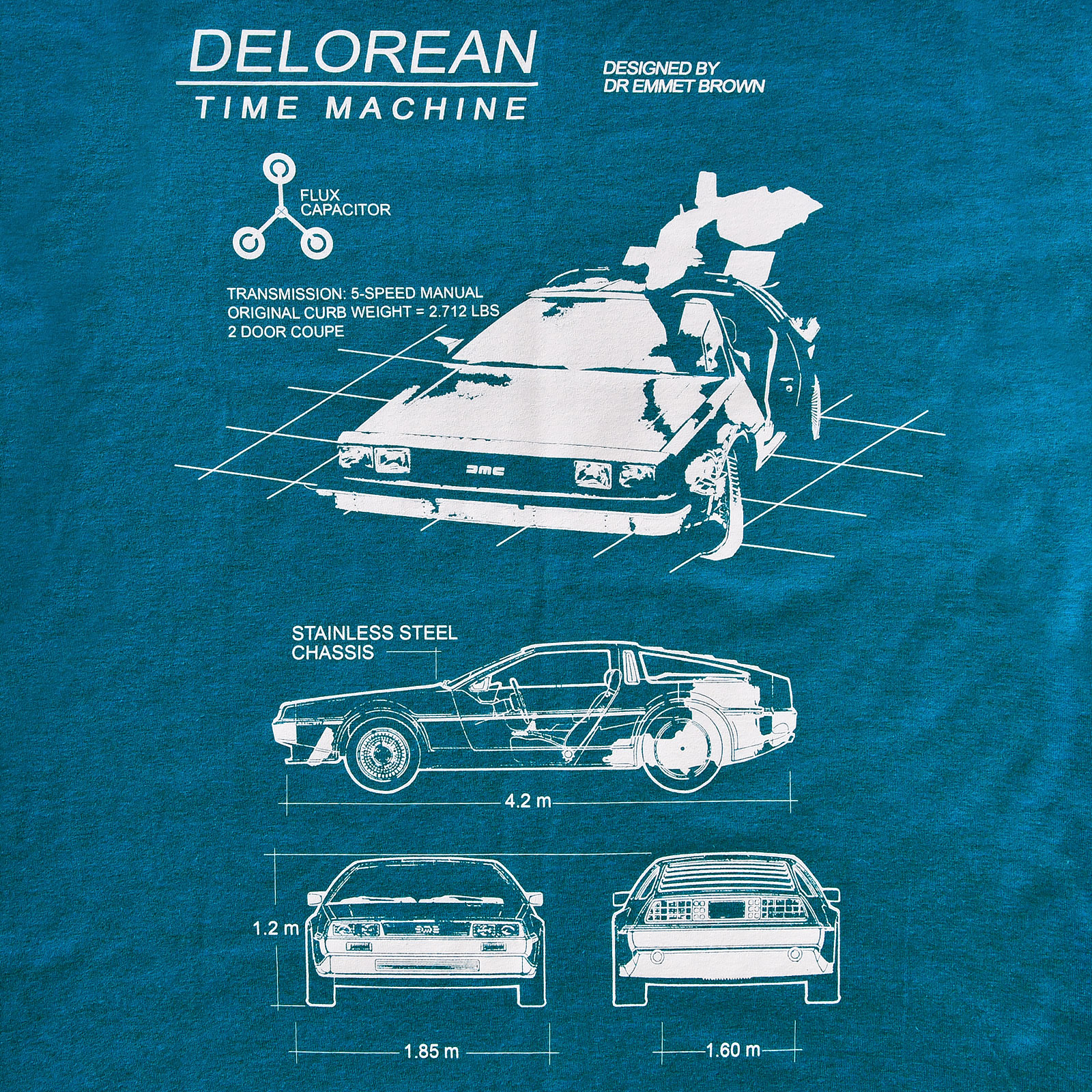 Zurück in die Zukunft - Delorean T-Shirt blau