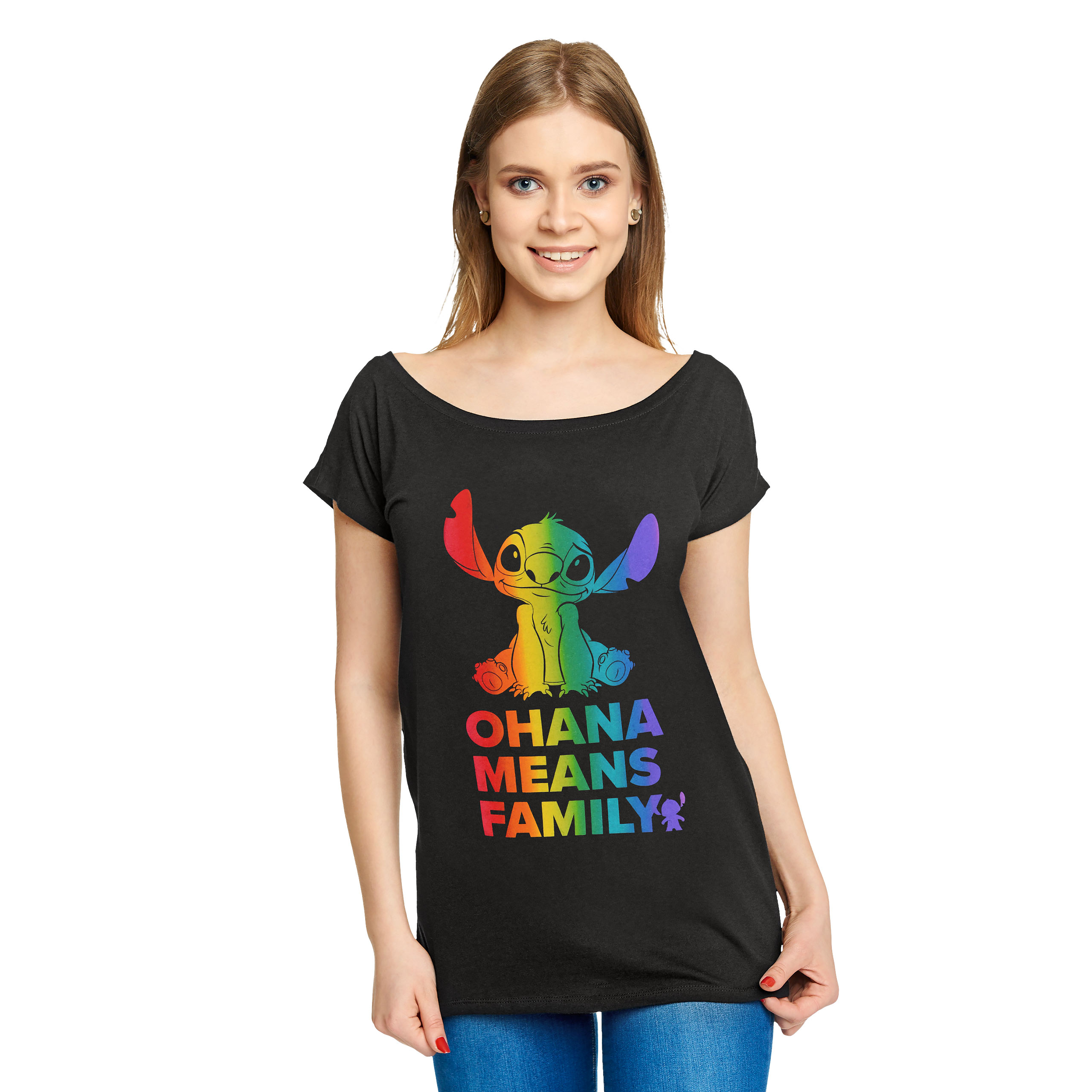 Lilo & Stitch - Ohana Rainbow T-Shirt Damen Loose Fit