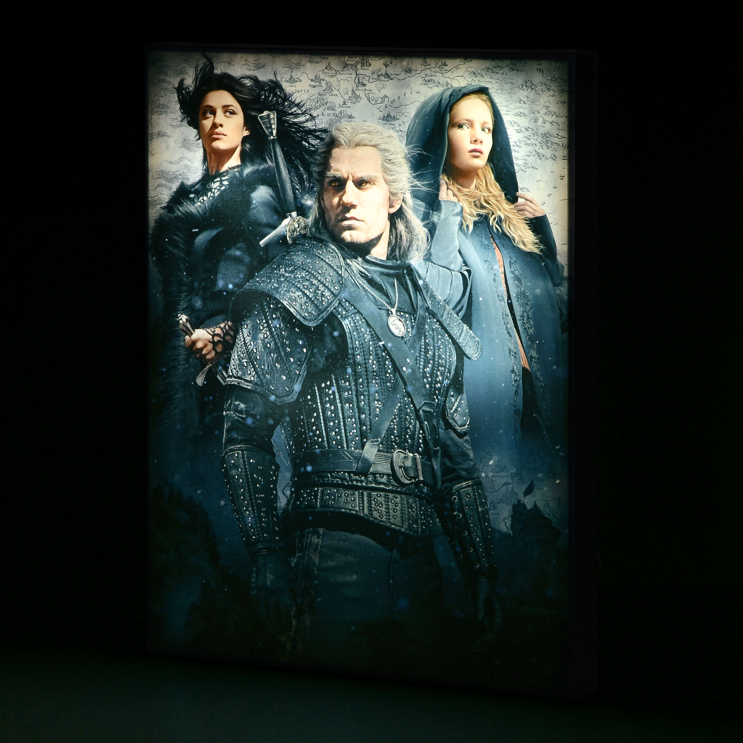 Witcher - Ciri, Yennefer & Geralt Wandbild mit Licht