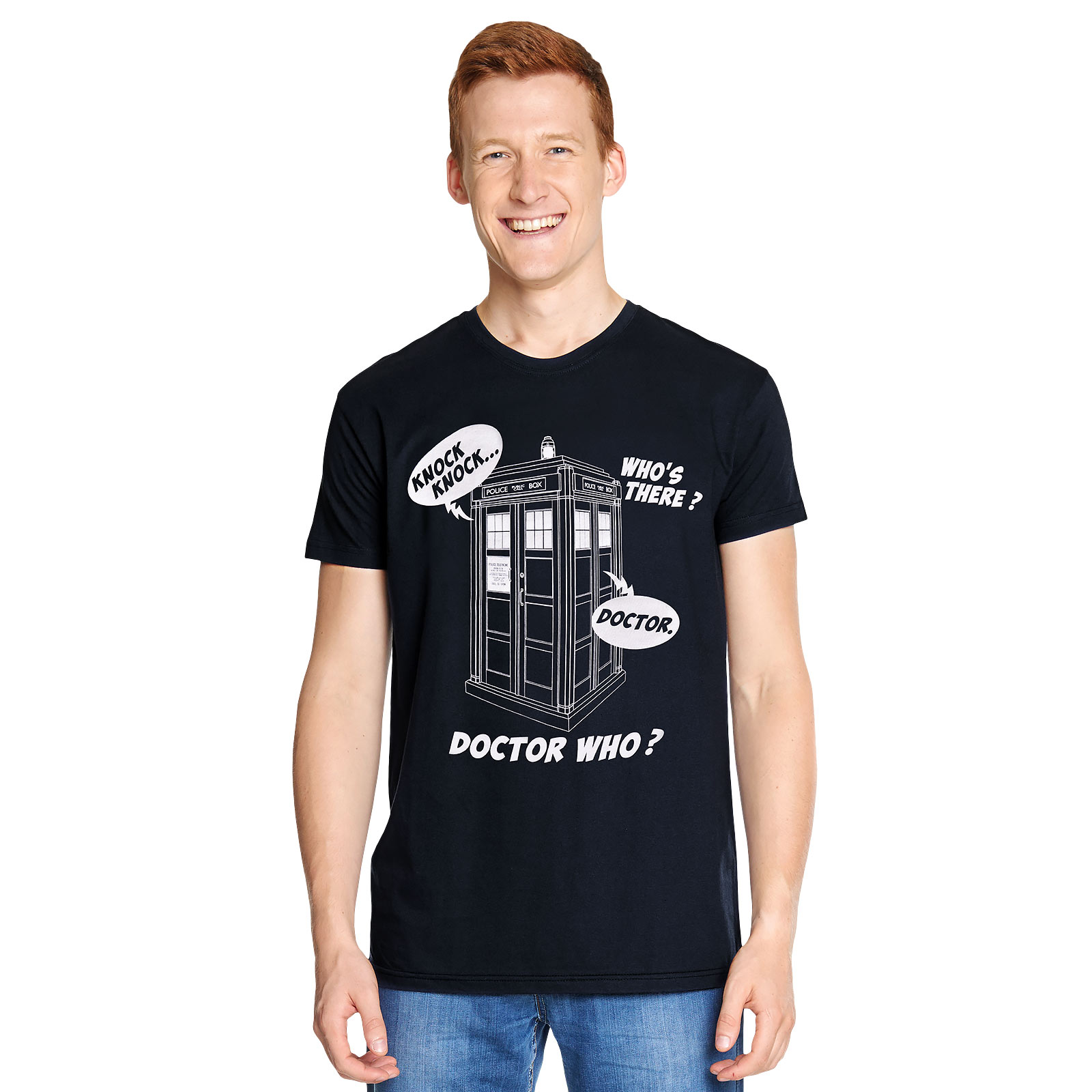 Doctor Who - Tardis Knock Knock T-Shirt blau