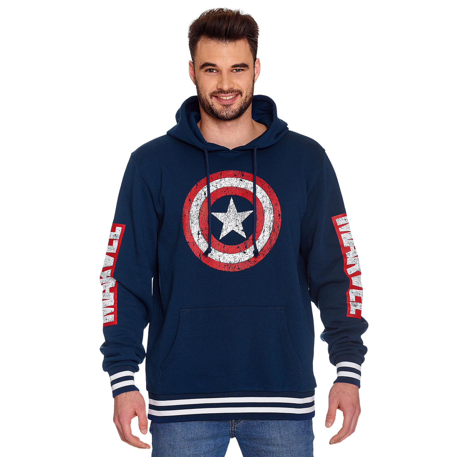 Captain America - Shield Distressed Logo Hoodie blau