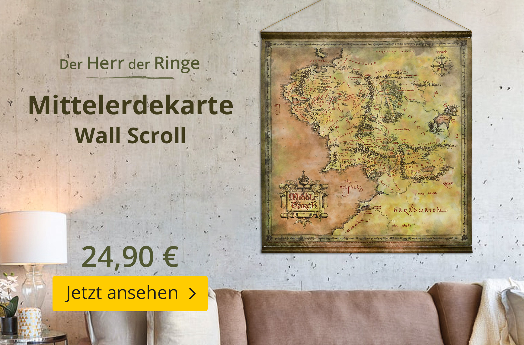 Herr der Ringe - Mittelerdekarte Wall Scroll - 24,90 EUR