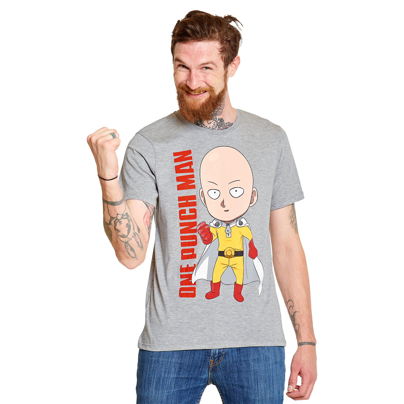 One Punch Man - Super Saitama T-Shirt grau