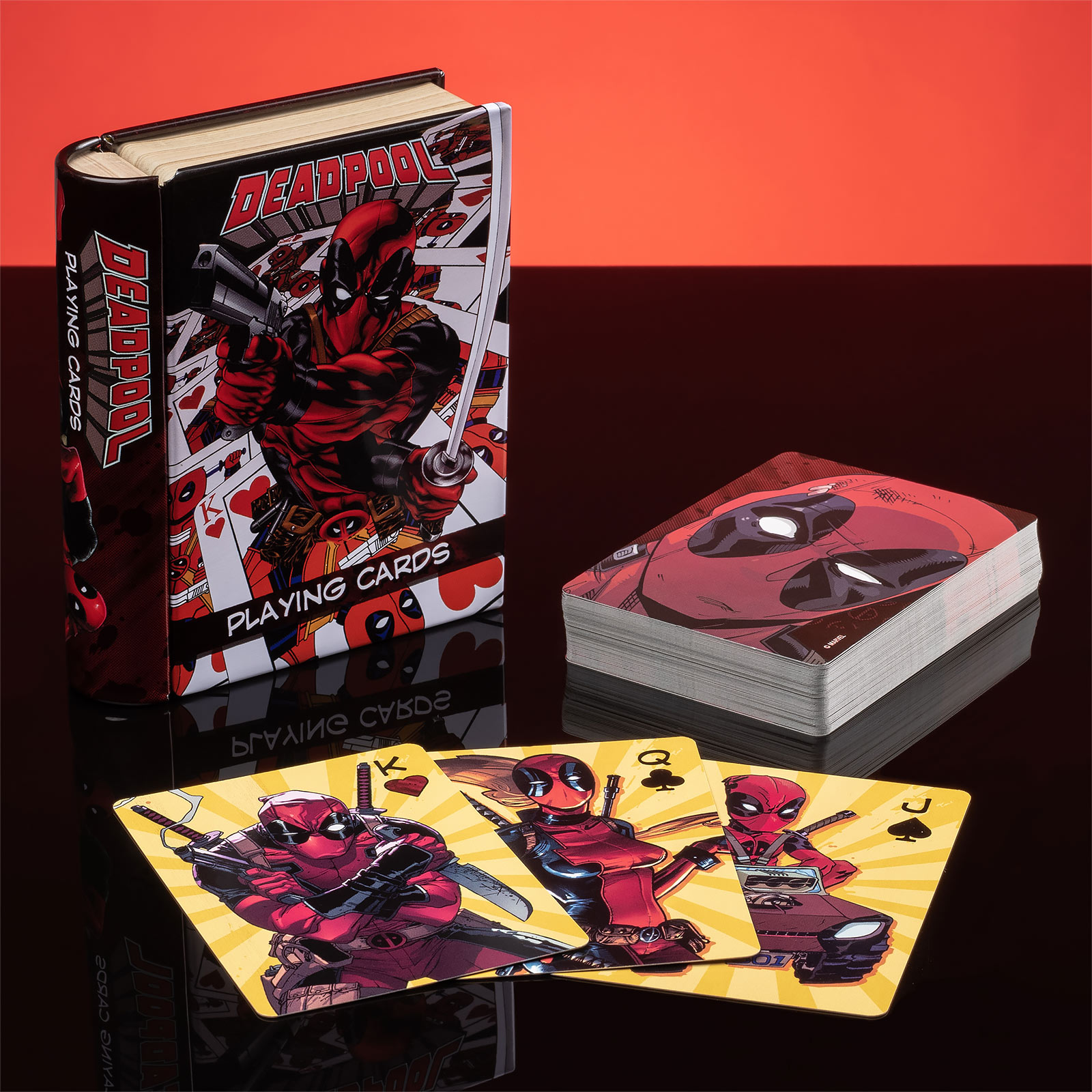 Spielkarten Deadpool Comicbuch in schöner Blechdose Pokerkarten 