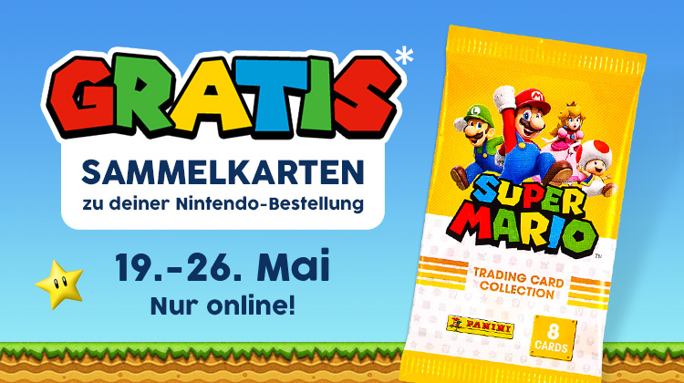 Super Mario Sammelkarten jetzt zu jeder Nintendo-Online-Bestellung geschenkt dazu.