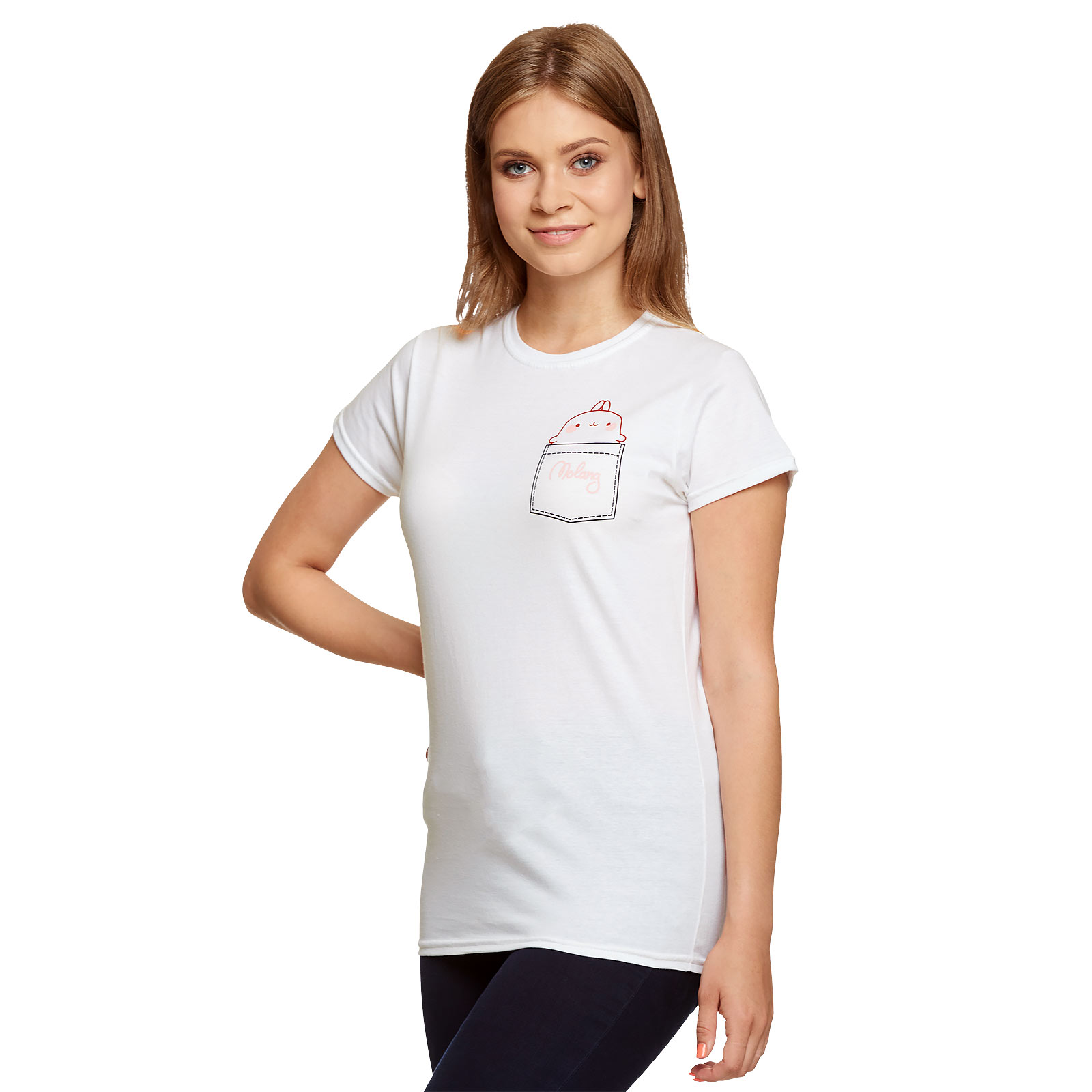 Molang - Pocket T-Shirt Damen weiß