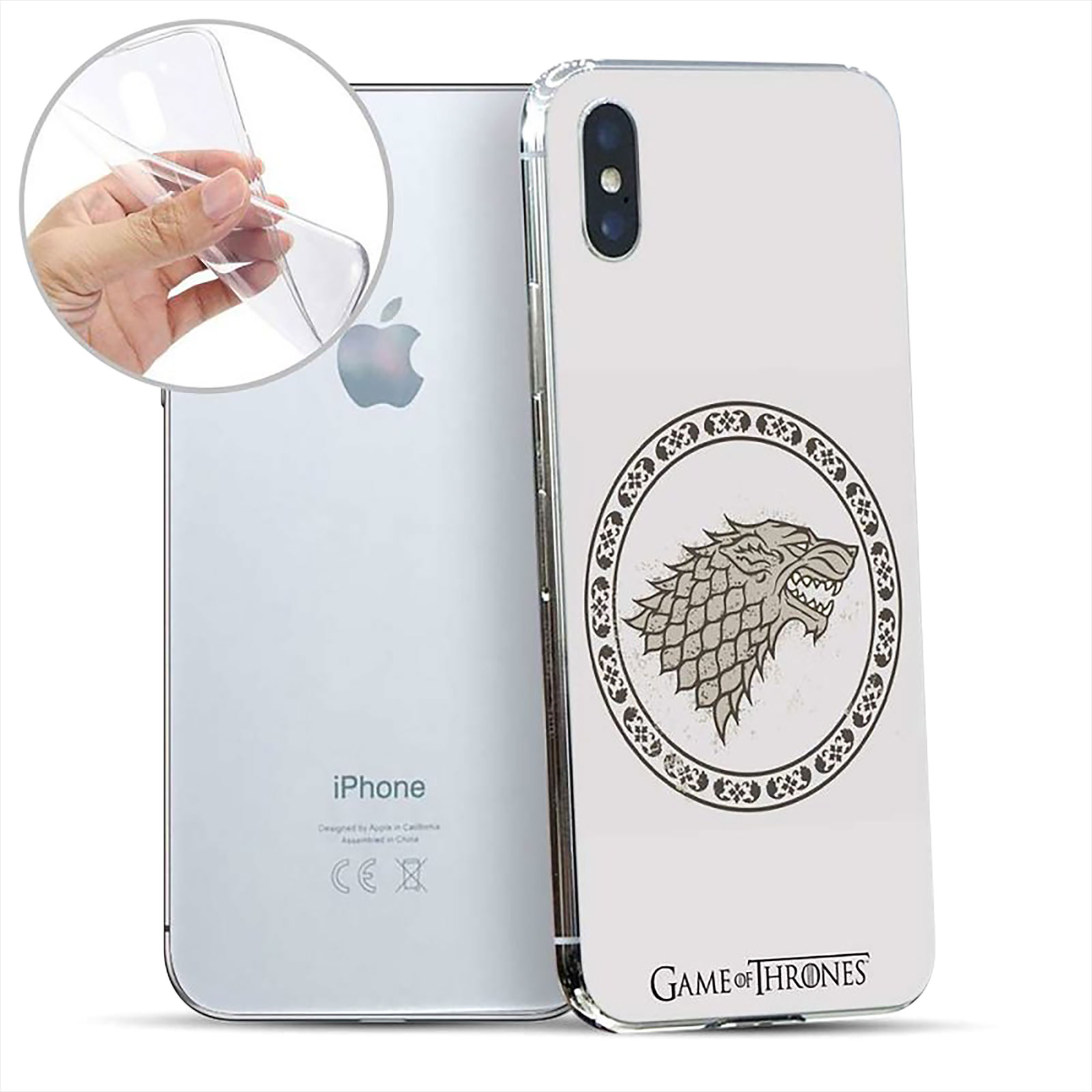Game of Thrones - Stark Wappen iPhone X / XS Handyhülle Silikon weiß