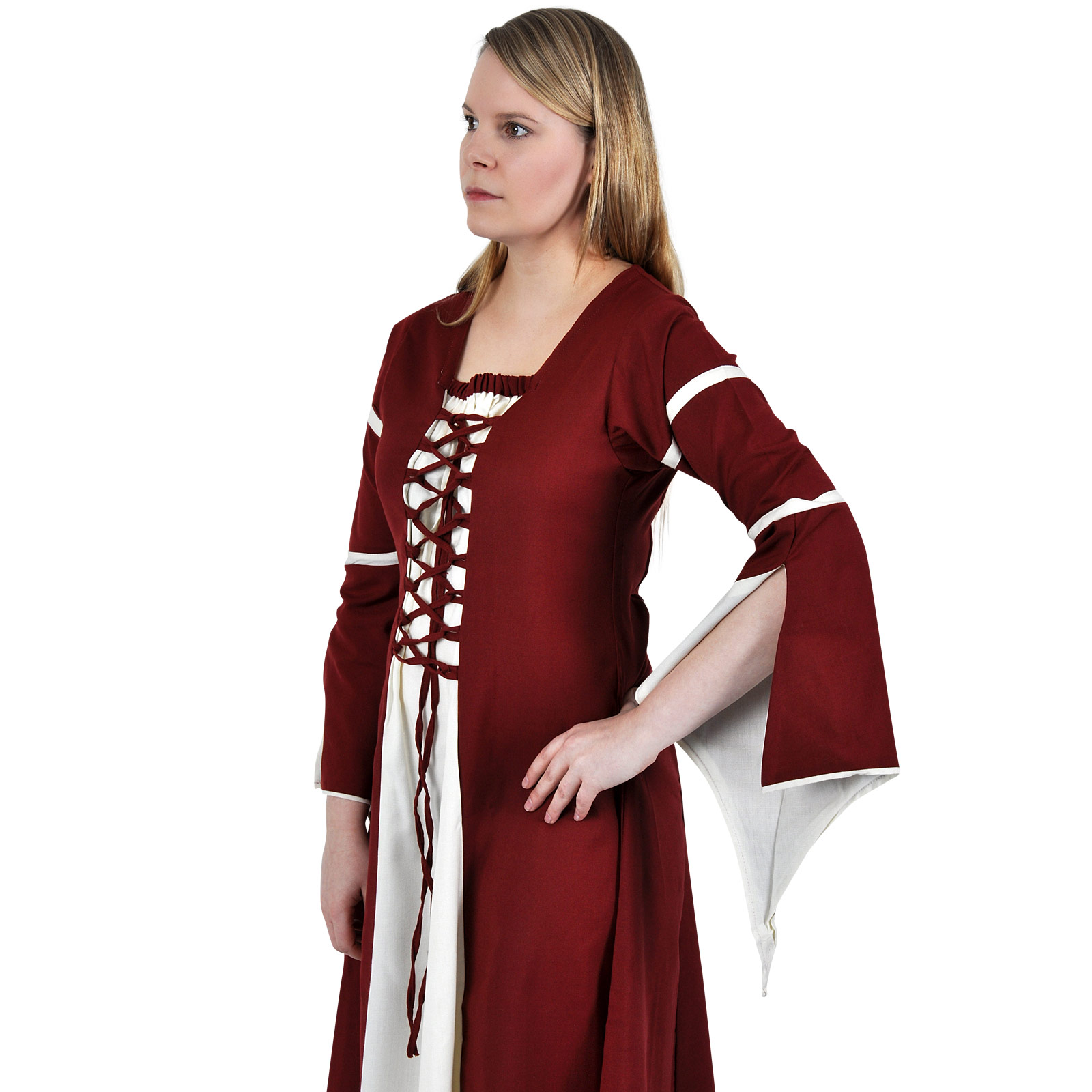 Mittelalter Kleid Katherina rot-natur
