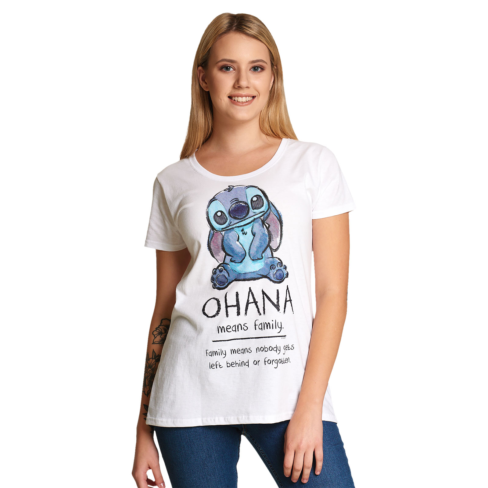 Lilo & Stitch - Ohana Means Family T-Shirt Damen weiß