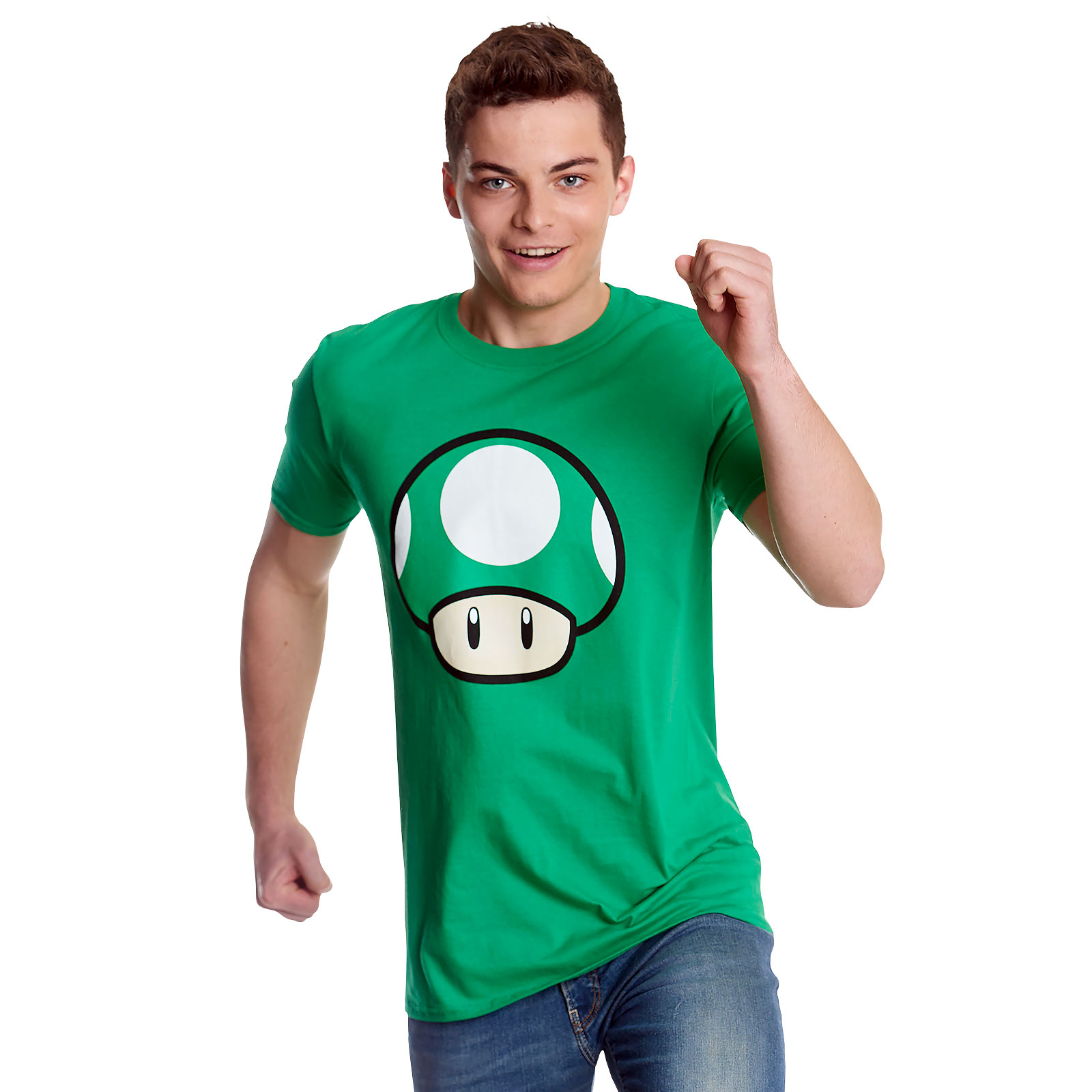 Super Mario - 1 UP Pilz T-Shirt grün