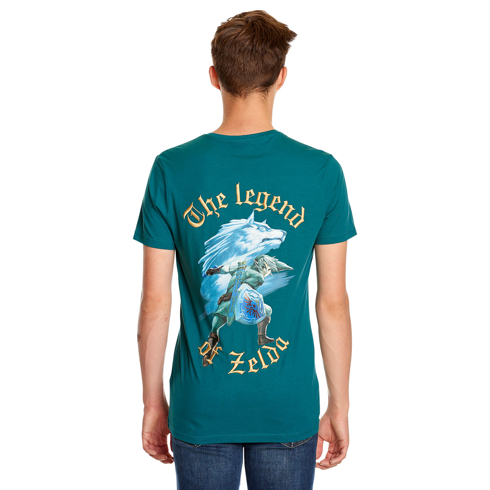 Zelda - Link mit Wolf-Link T-Shirt türkis