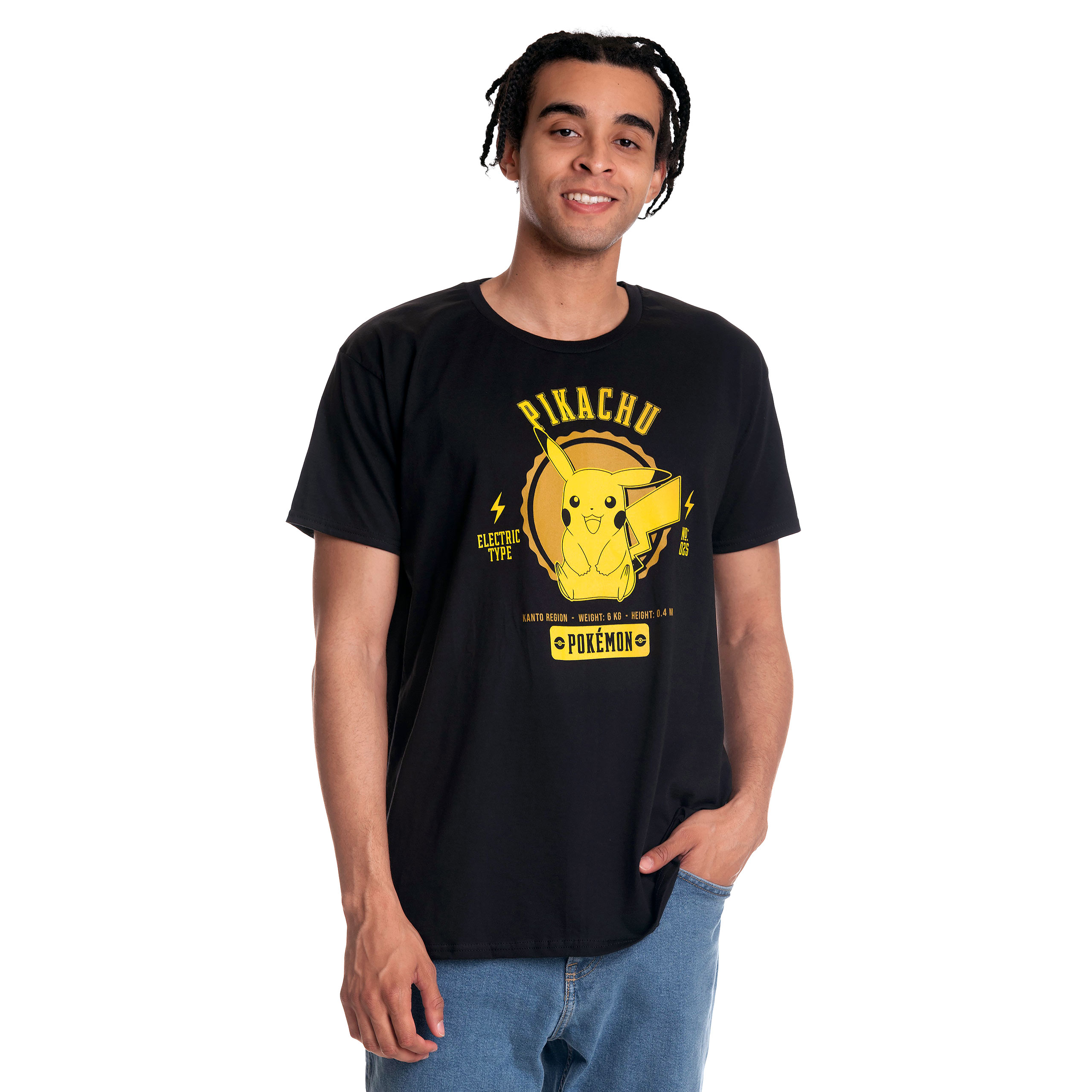 Pokemon - Pikachu College T-Shirt schwarz