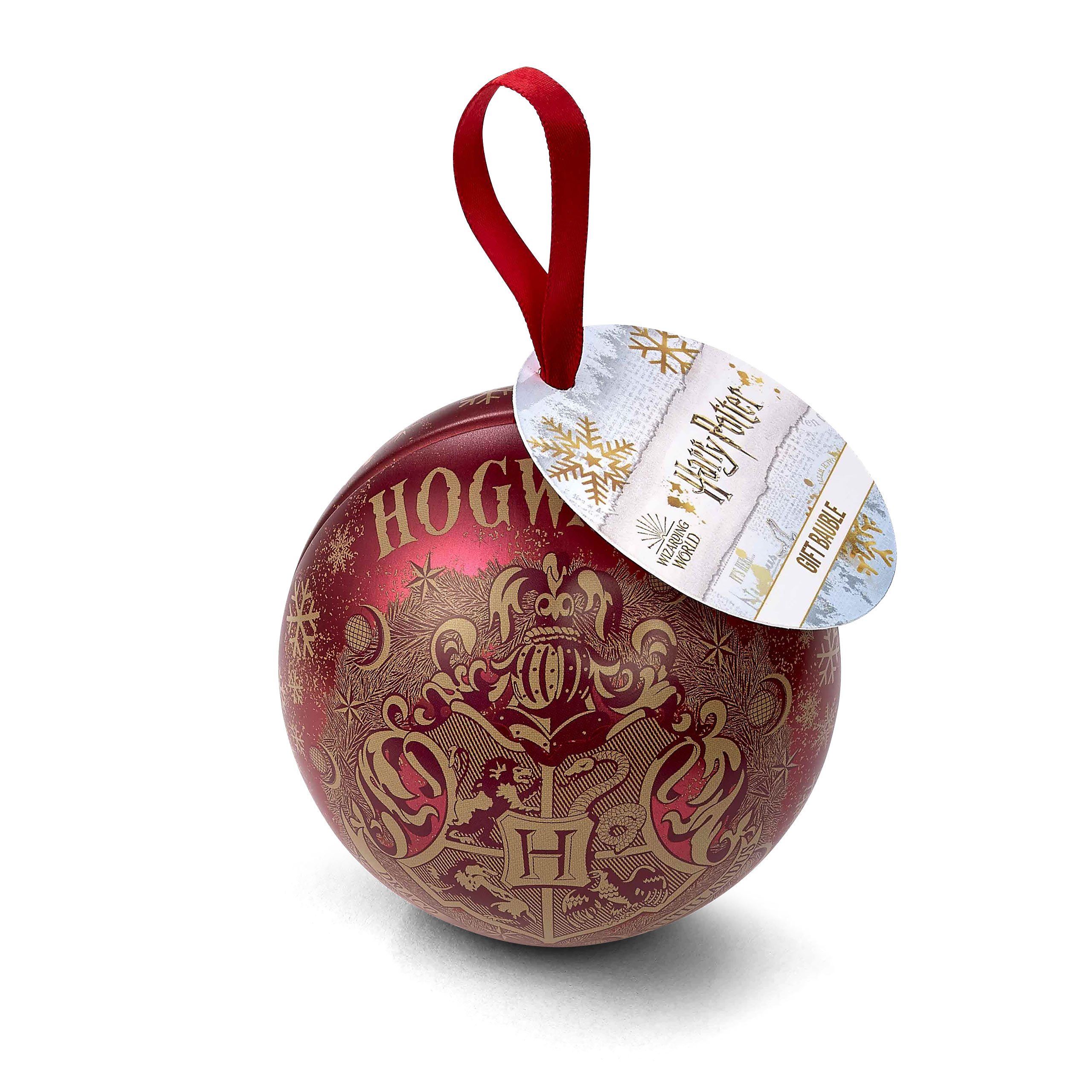 Harry Potter - Hogwarts Wappen Weihnachtskugel mit Schnatz Kette