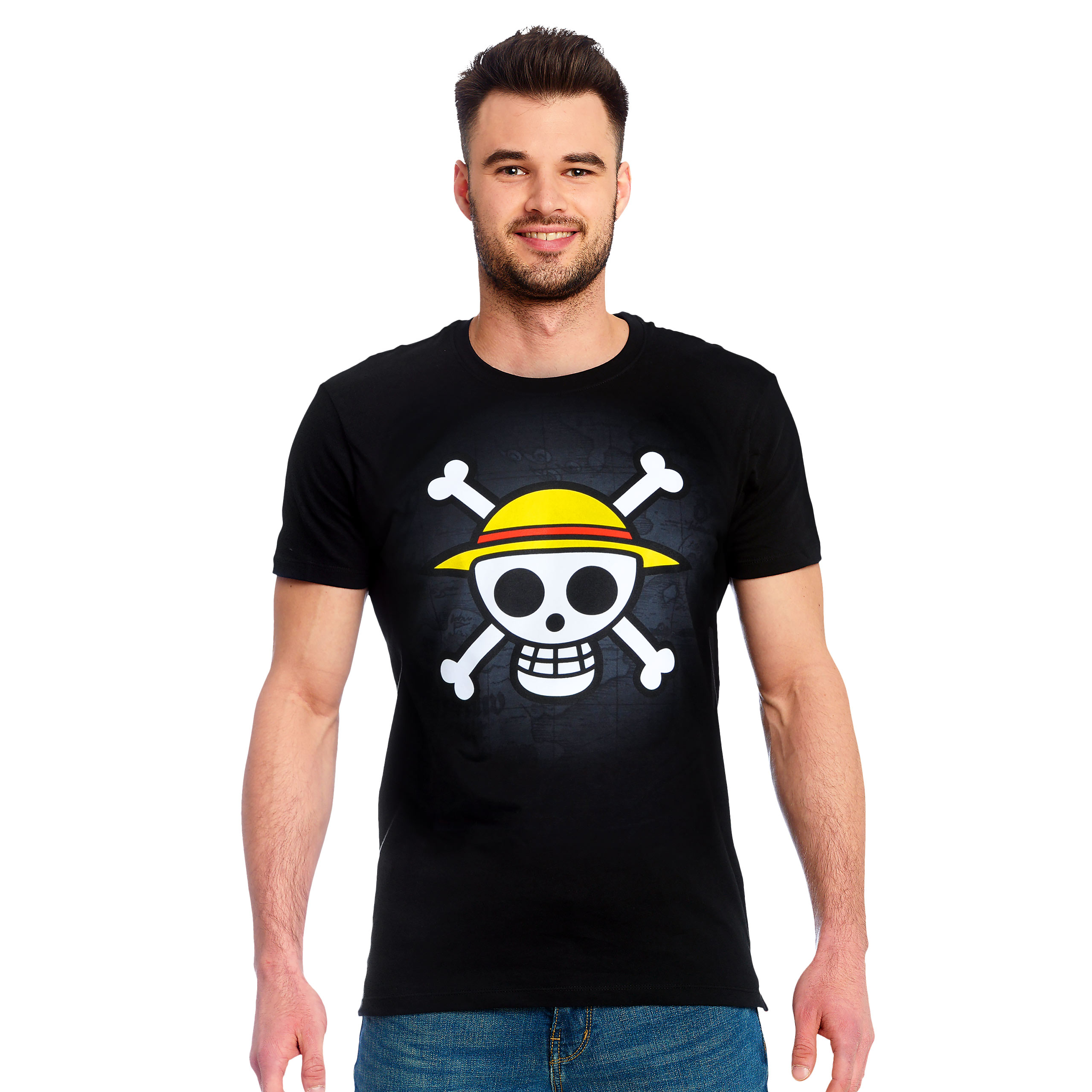 One Piece - Skull With Map T-Shirt schwarz