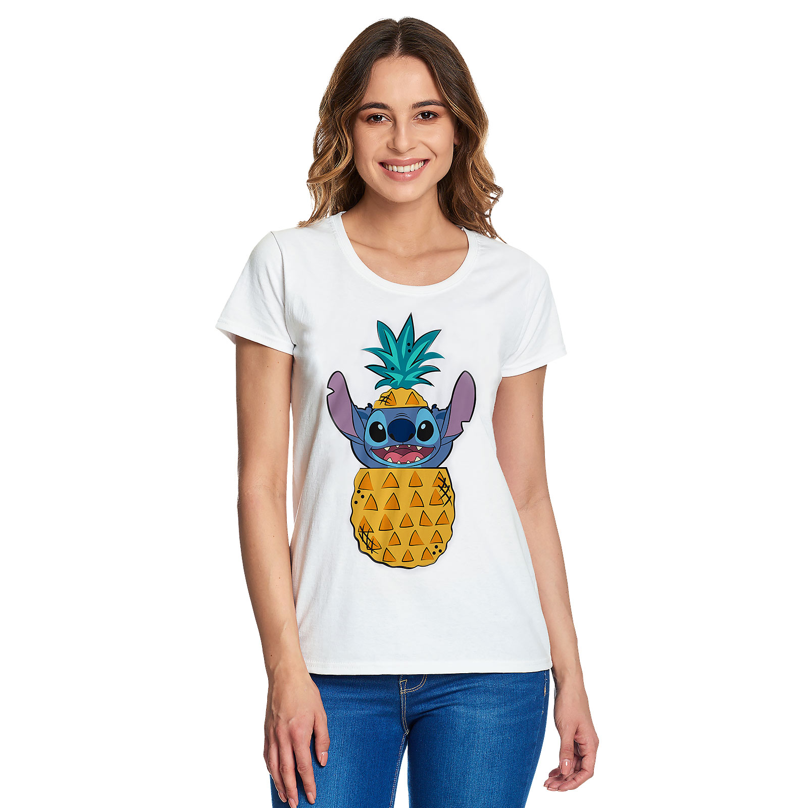 Lilo & Stitch - Pineapple Stitch T-Shirt Damen weiß