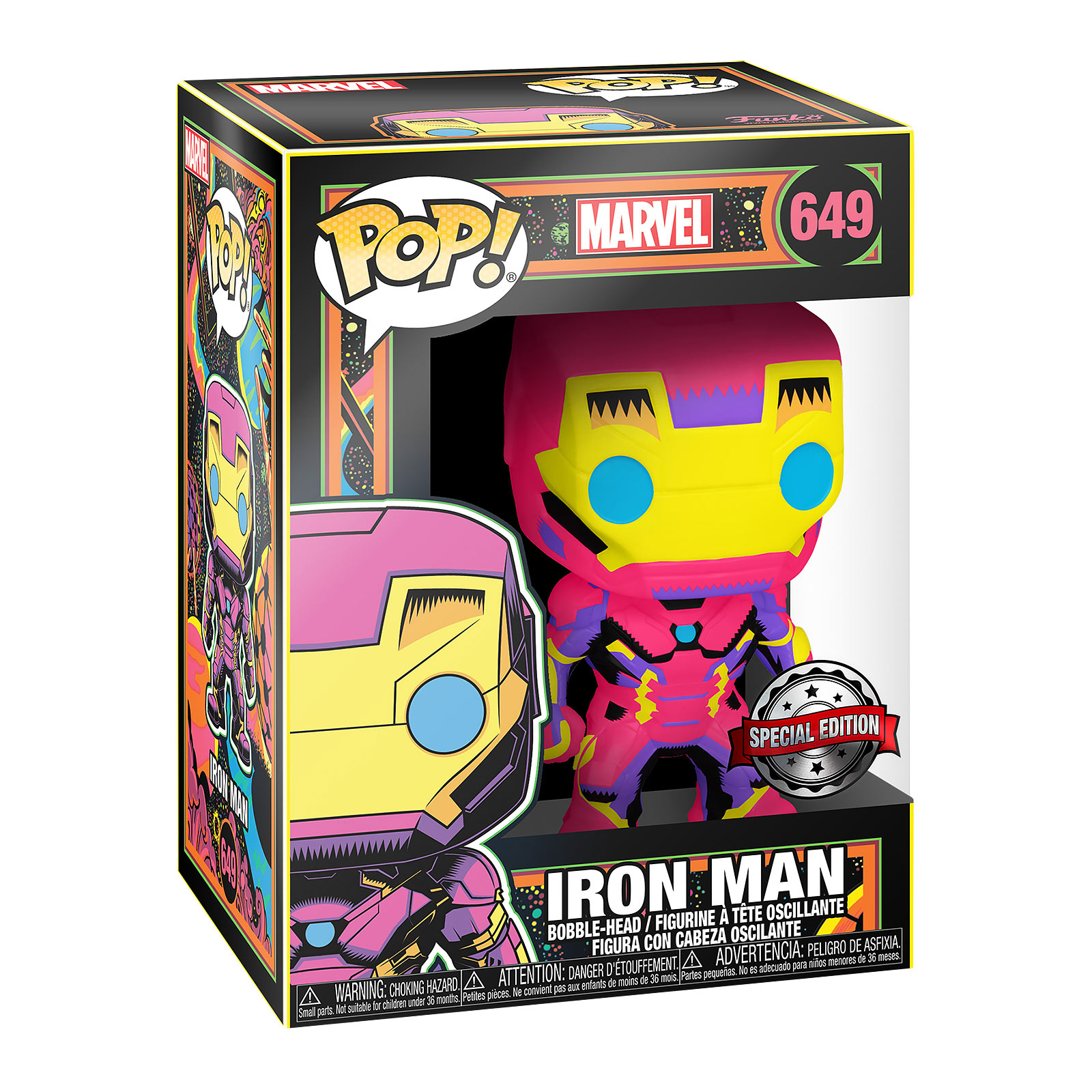 Iron Man - Funko Pop Black Light Glow Wackelkopf-Figur