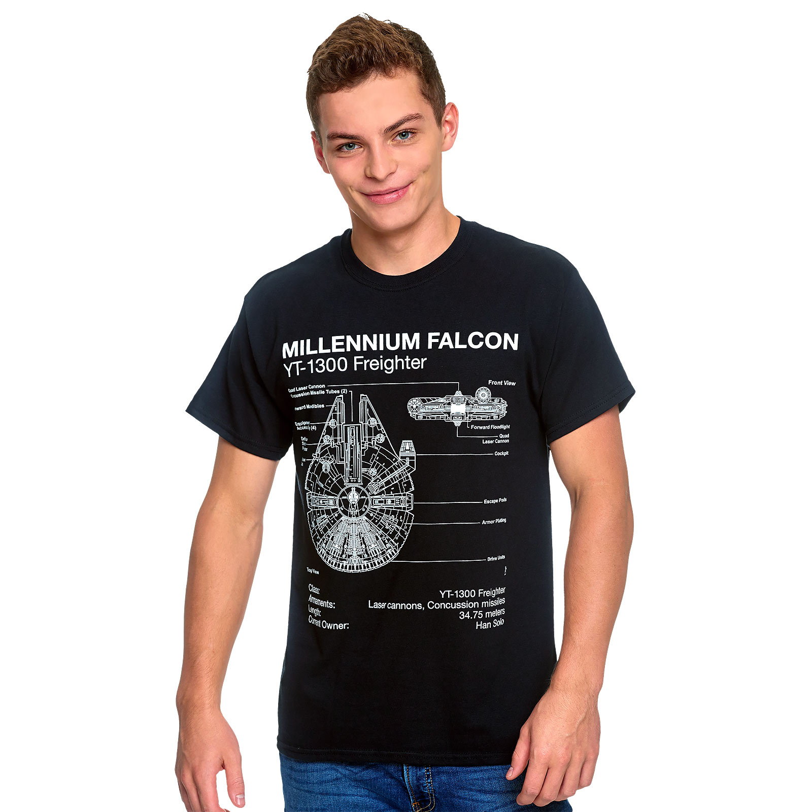 Star Wars - Millennium Falcon Sketch T-Shirt schwarz