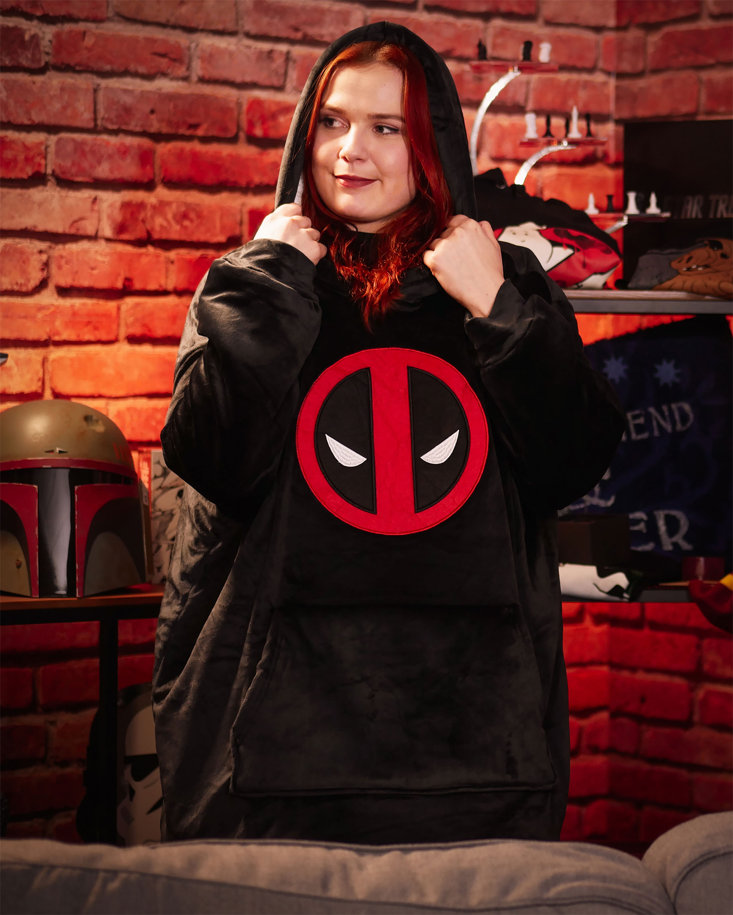 Deadpool - Logo Oversize Kuschelpullover schwarz