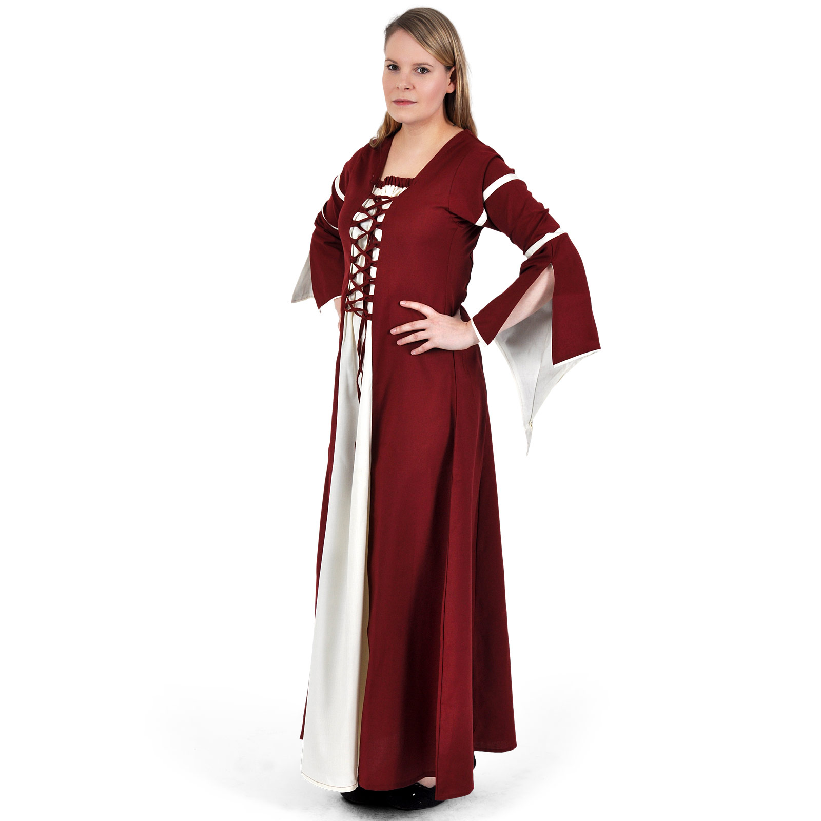 Mittelalter Kleid Katherina rot-natur