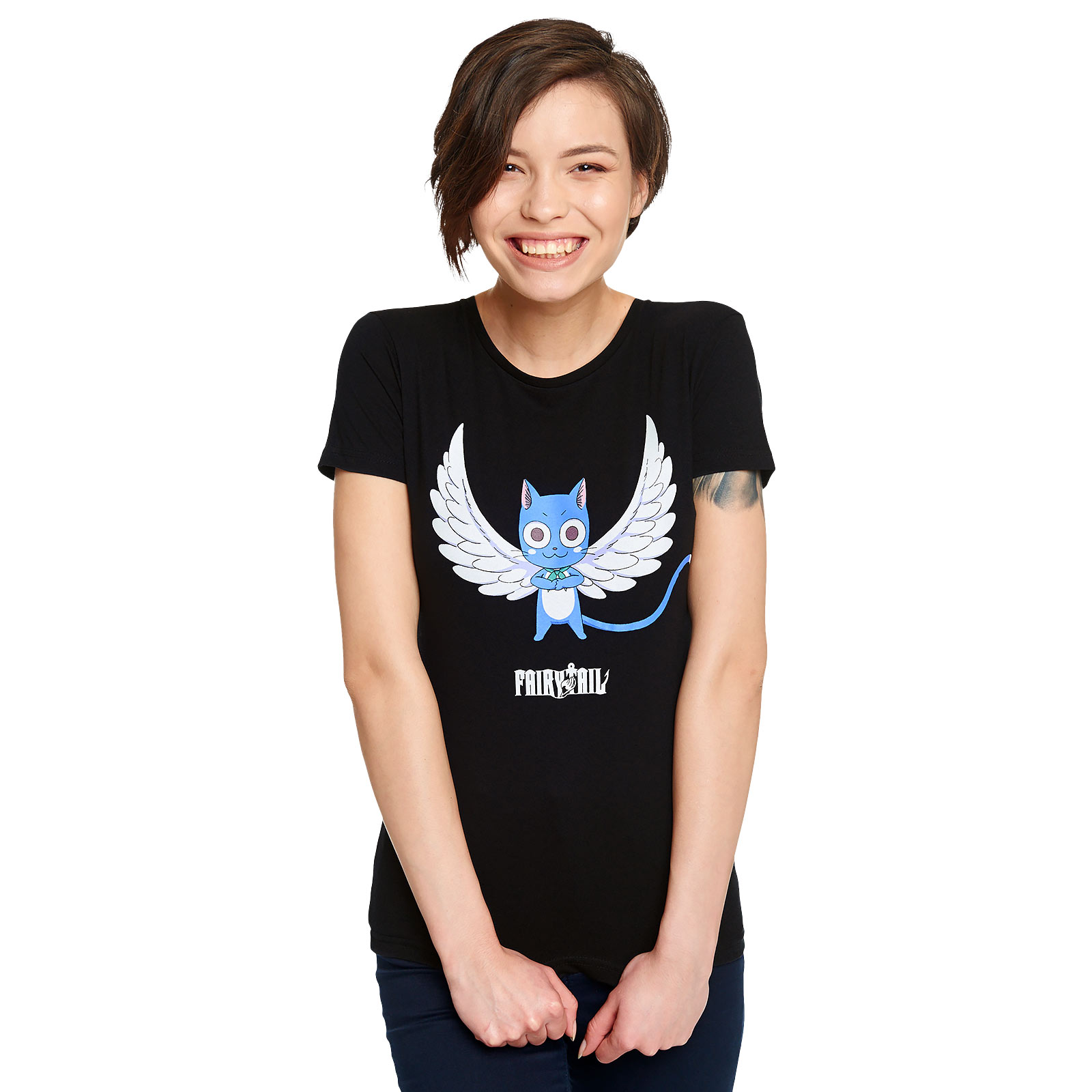 Fairy Tail - Happy Magic T-Shirt Damen schwarz