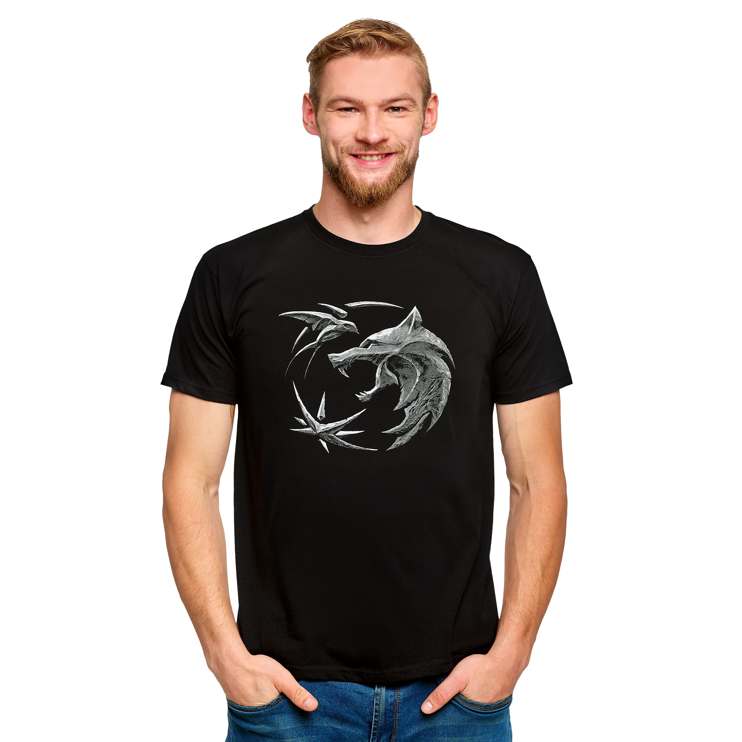 Witcher - Wolf Emblem T-Shirt schwarz