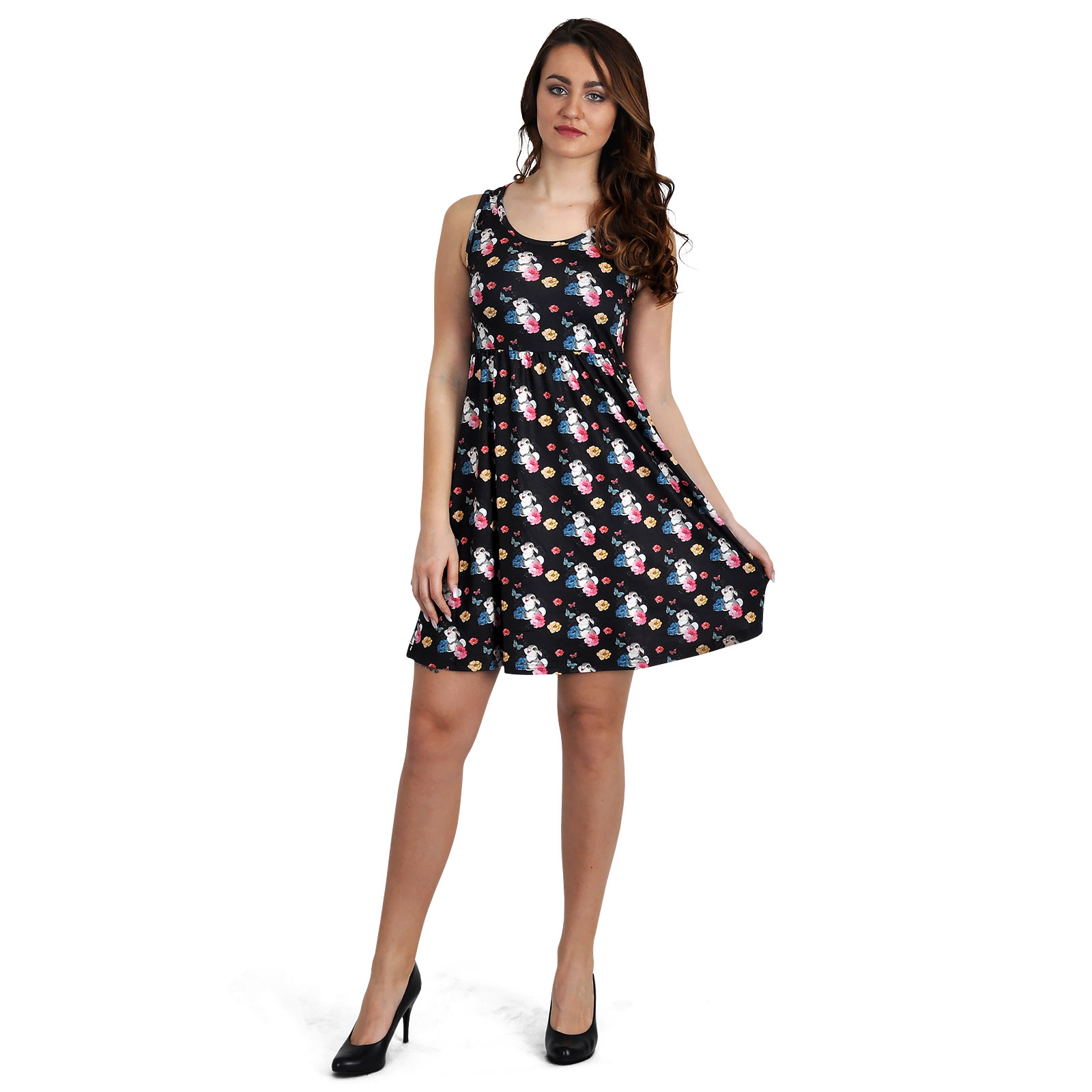 Bambi - Klopfer Flower Power Minikleid schwarz