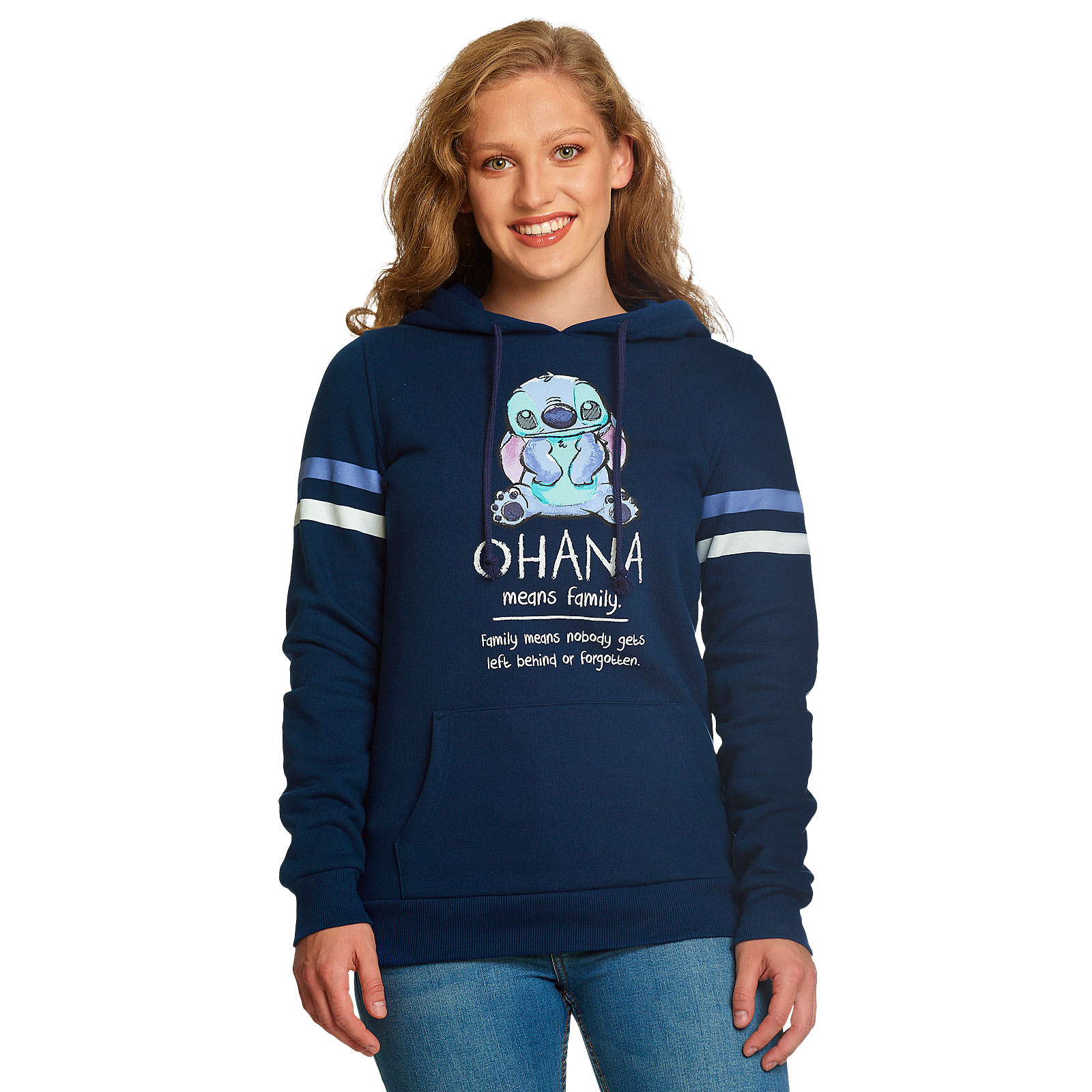 Lilo & Stitch - Ohana Means Family Hoodie Damen blau