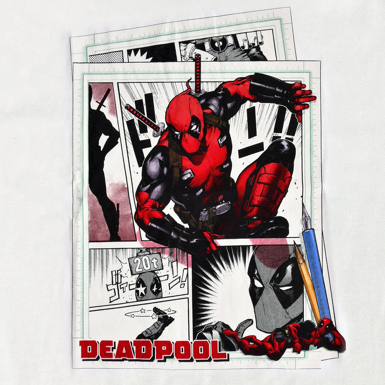 Deadpool - Comic Action T-Shirt weiß