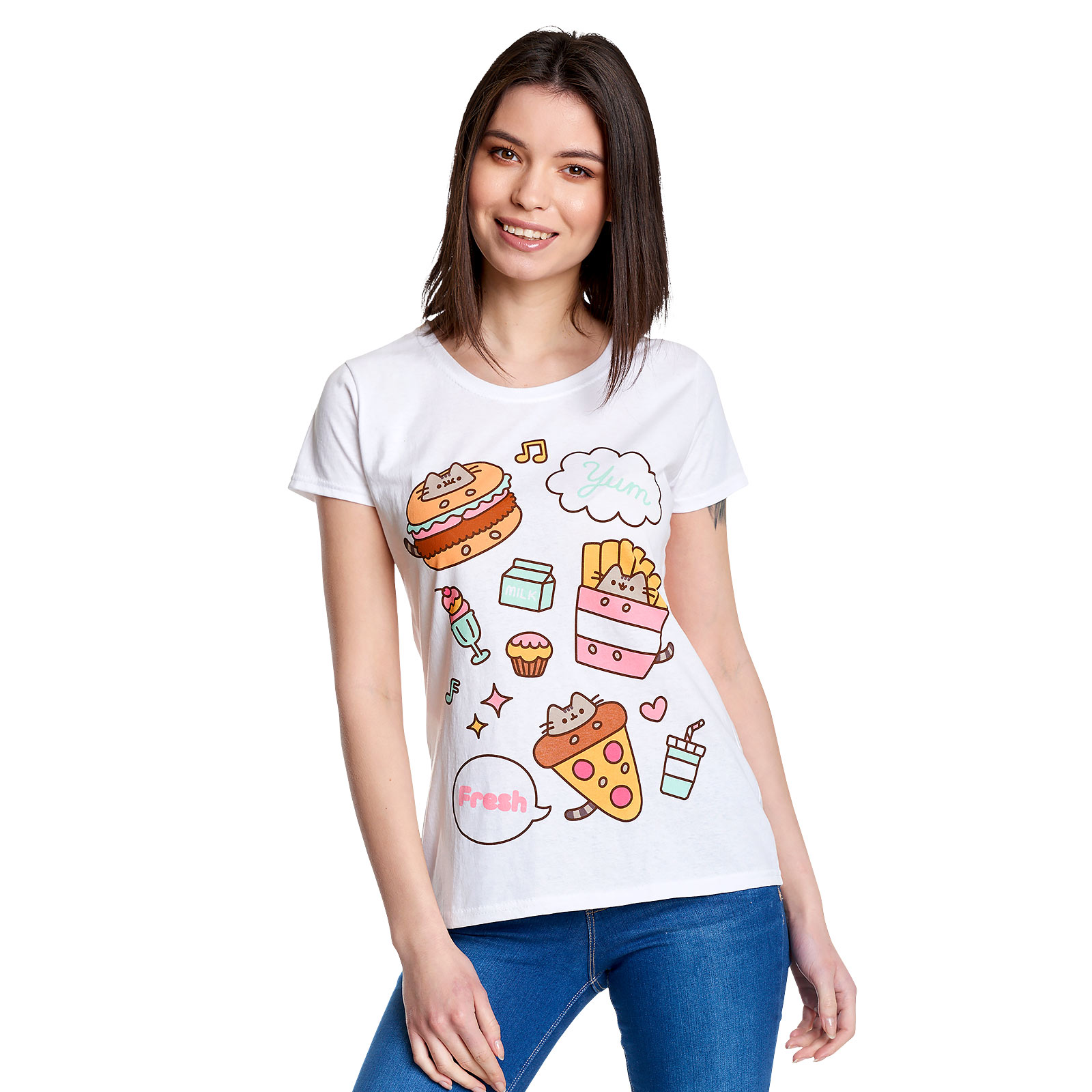 Pusheen - Foodie T-Shirt Damen weiß