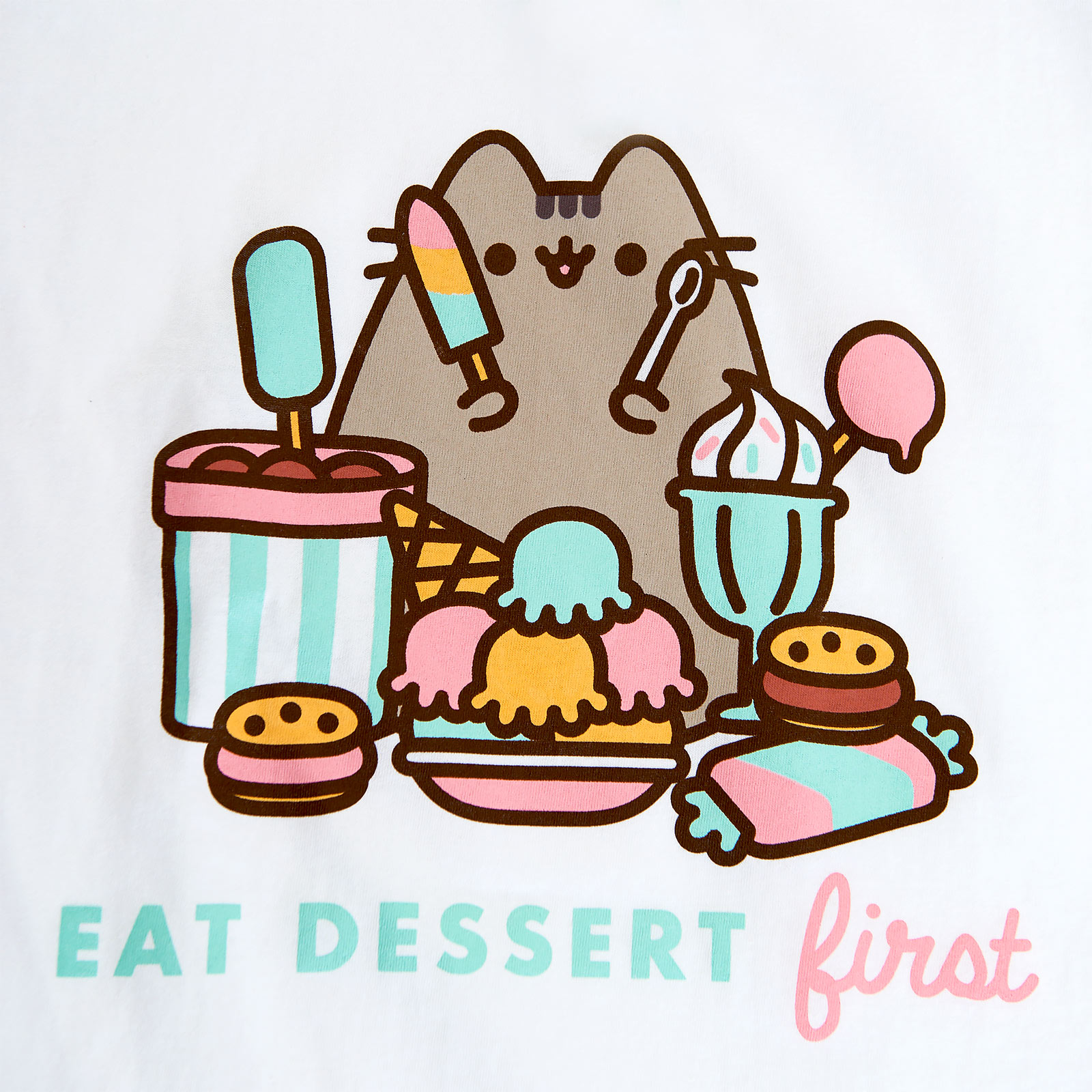 Pusheen - Eat Dessert First T-Shirt Damen weiß