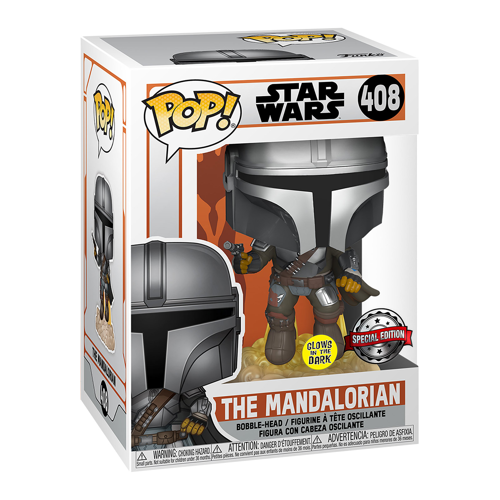 Mando Glow in the Dark Funko Pop Wackelkopf-Figur - Star Wars The Mandalorian