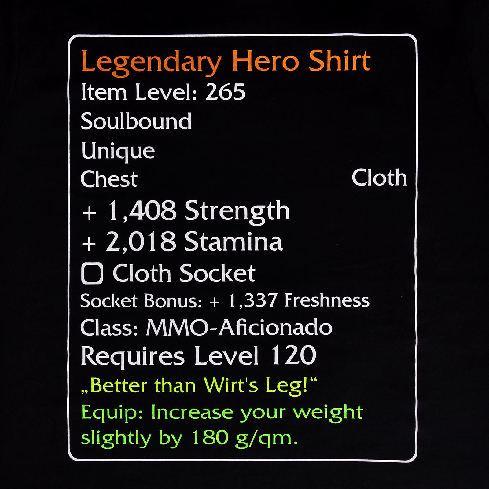 Level-120-Item Legendary Hero T-Shirt schwarz