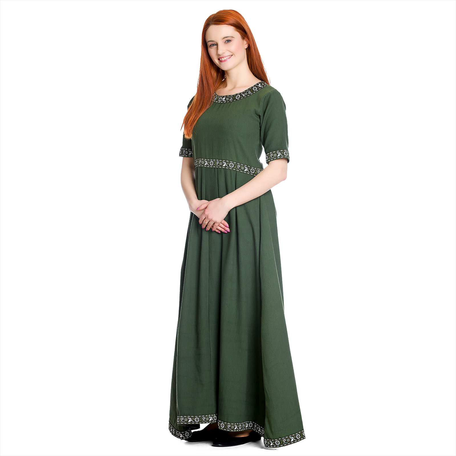 Mittelalter Kleid Ennlin mit Kurzarm grün