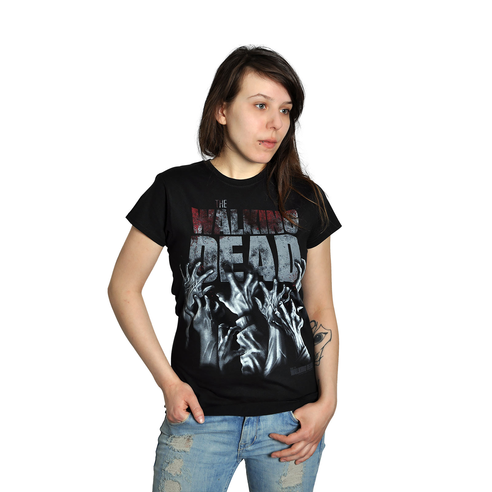 Walking Dead - Hands Blood Splatter Girlie Shirt schwarz