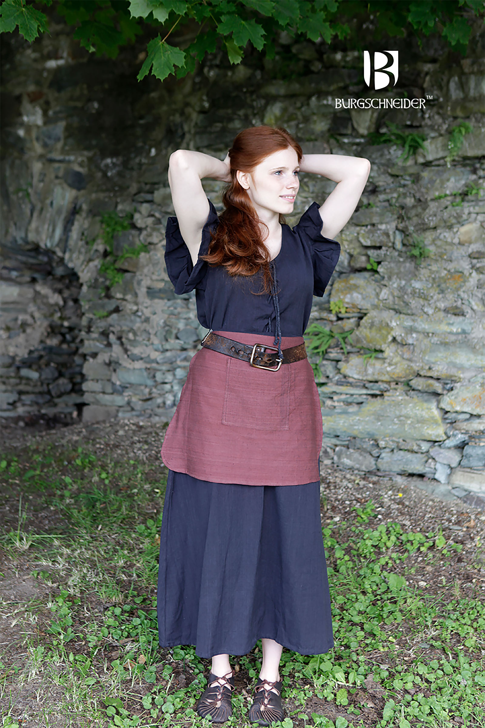Mittelalter Kleid Agga mit Schürze schwarz
