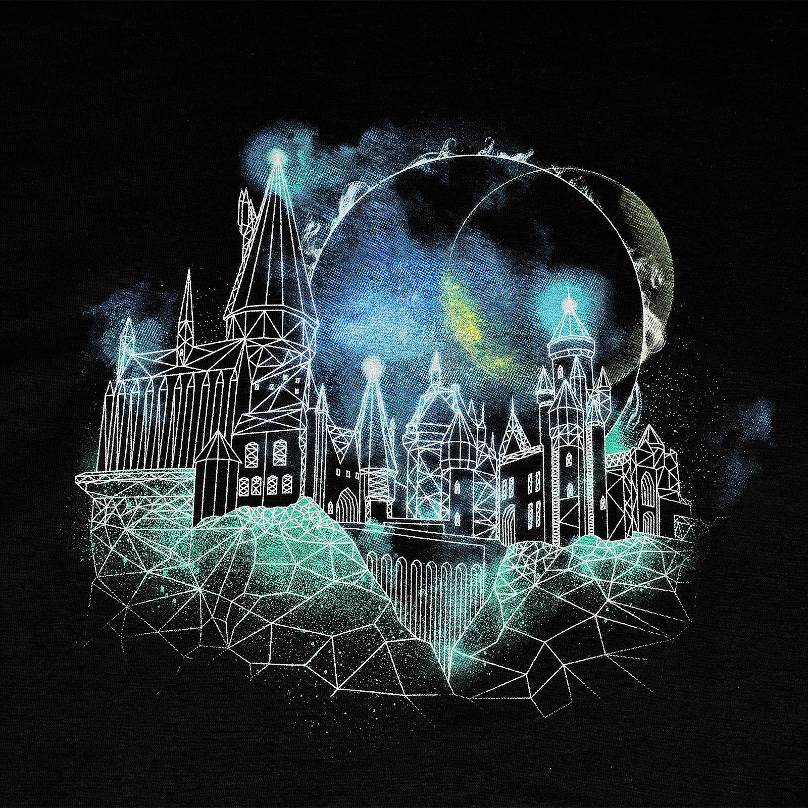 Harry Potter - Hogwarts at Night Sketch T-Shirt schwarz