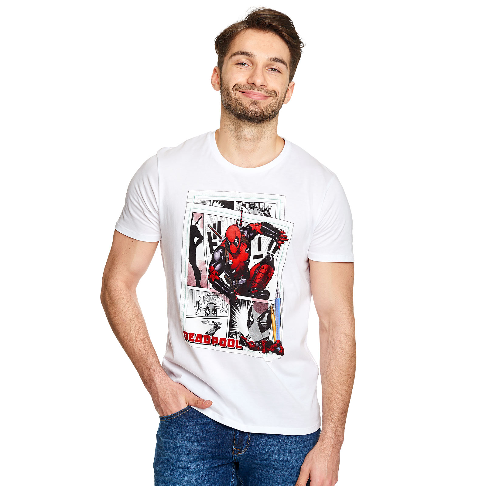 Deadpool - Comic Action T-Shirt weiß