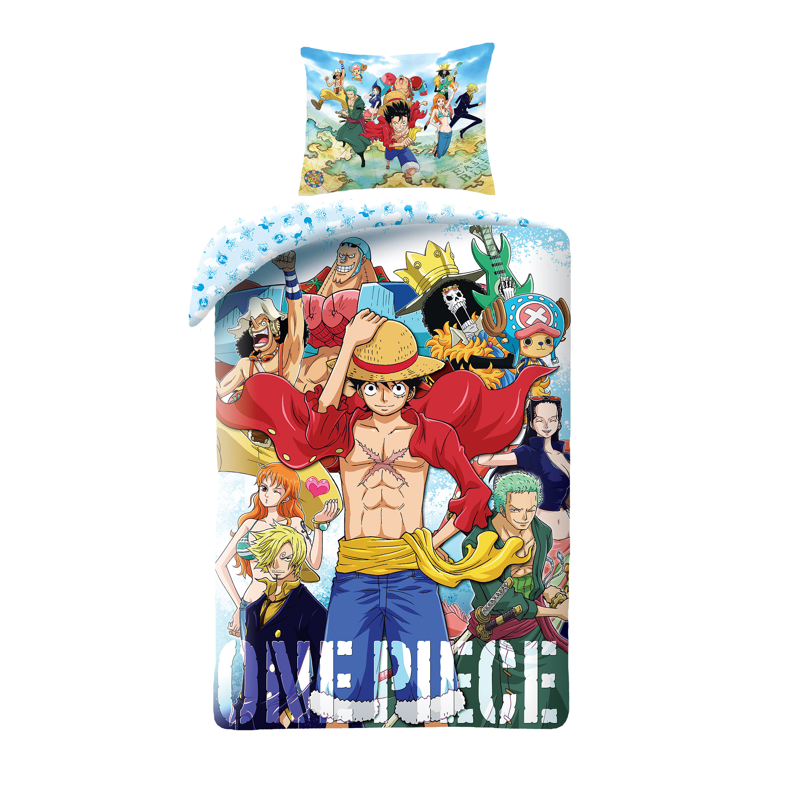 One Piece - Ruffy & Crew Wende-Bettwäsche im Stoffbeutel
