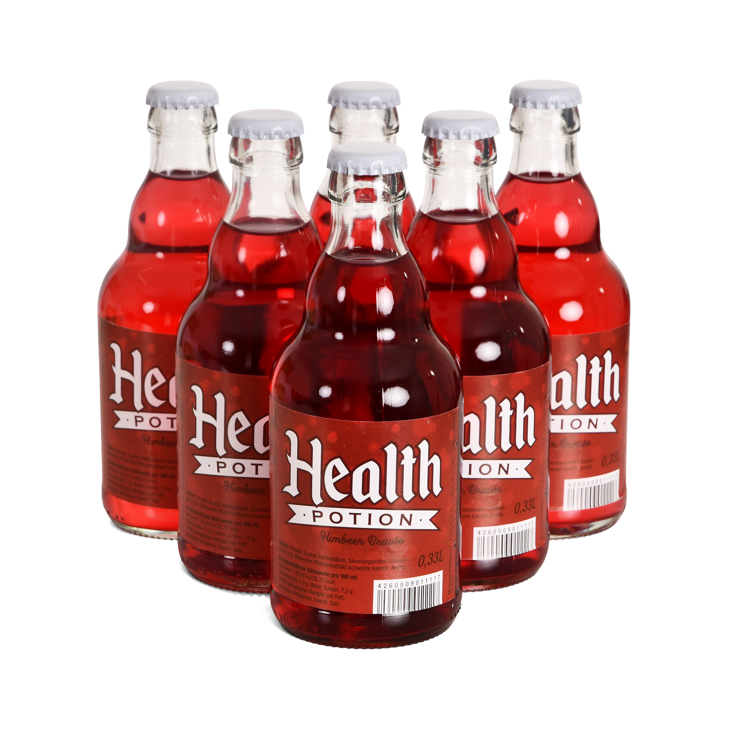 Health Potion Flasche Himbeer Brause - 6er Pack