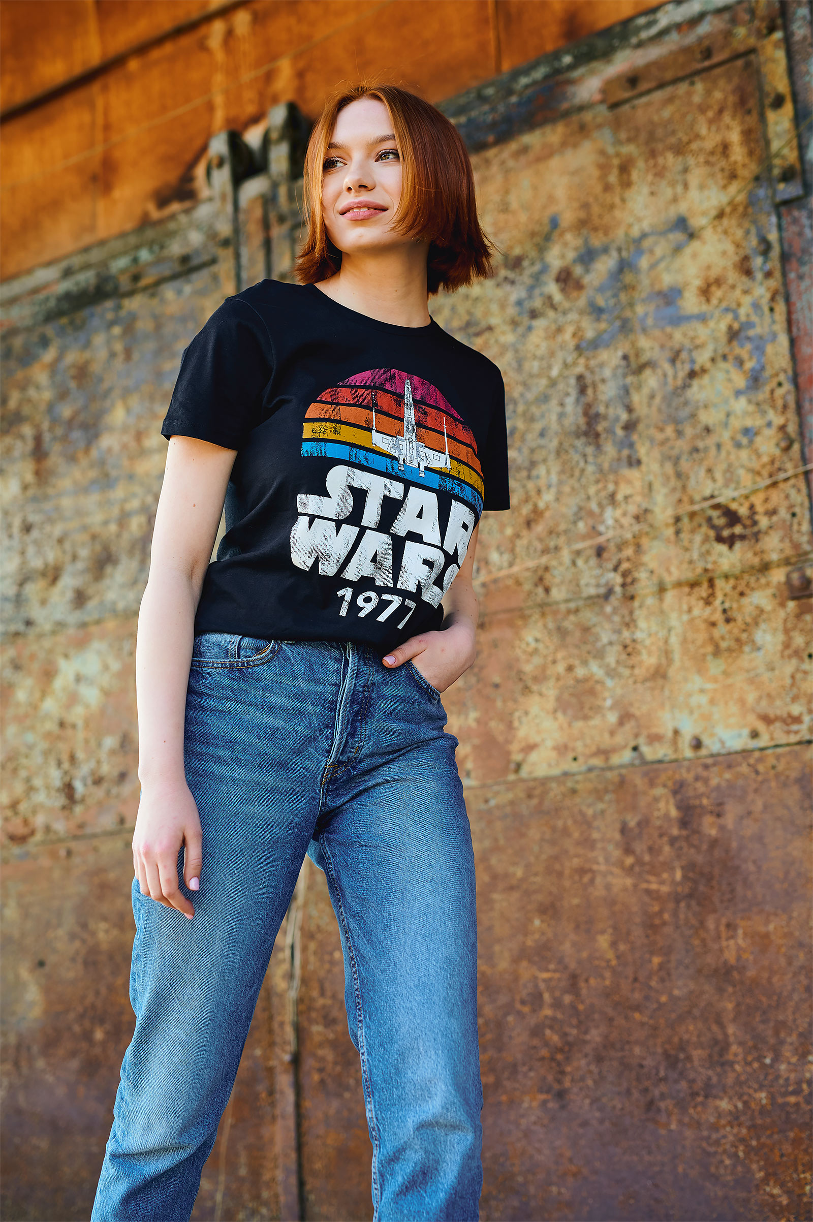 Star Wars of 1977 Retro T-Shirt schwarz