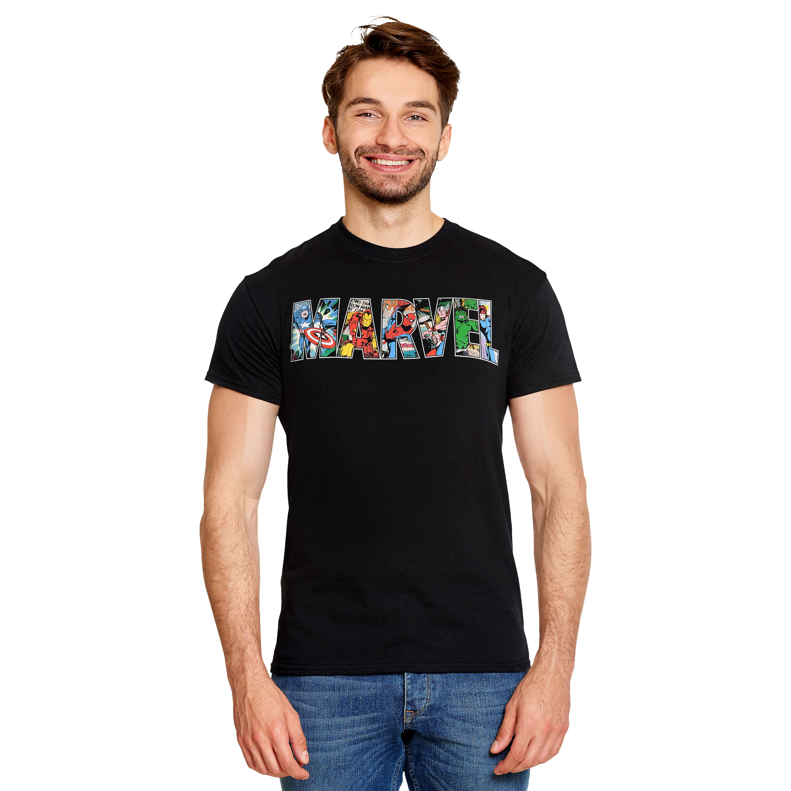Marvel - Comic Strip Logo T-Shirt schwarz