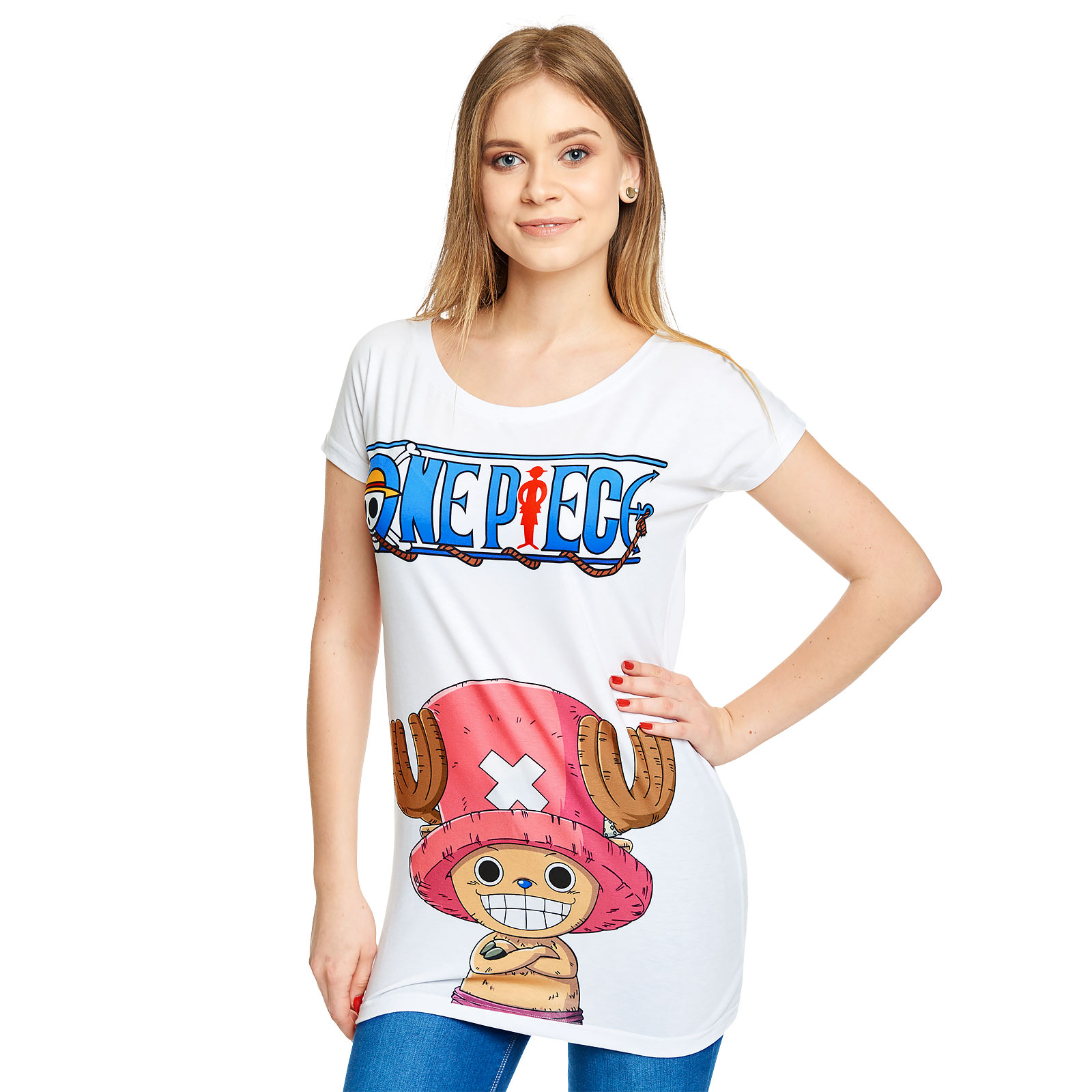 One Piece - Chopper T-Shirt Damen Loose Fit weiß