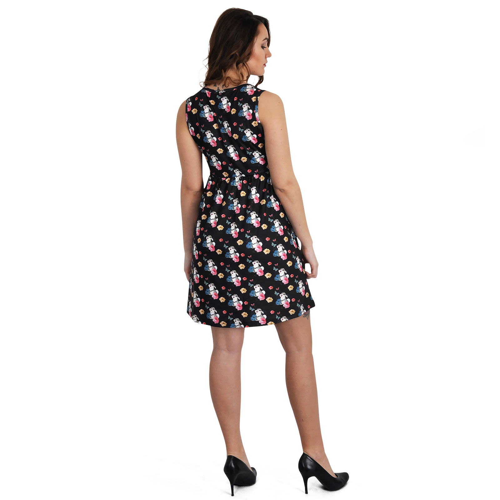 Bambi - Klopfer Flower Power Minikleid schwarz