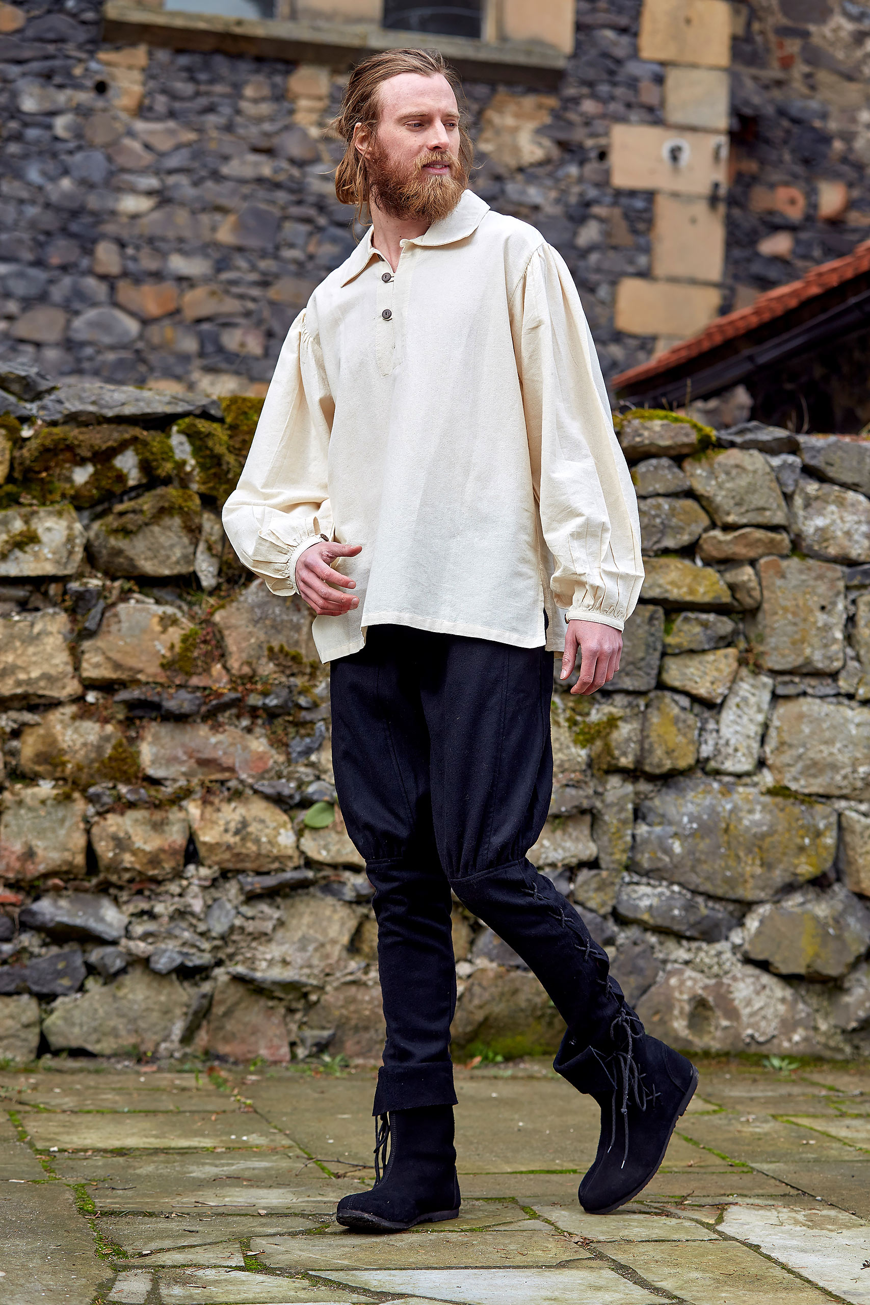 Mittelalter Wollhose mit Unterbeinschnürung schwarz