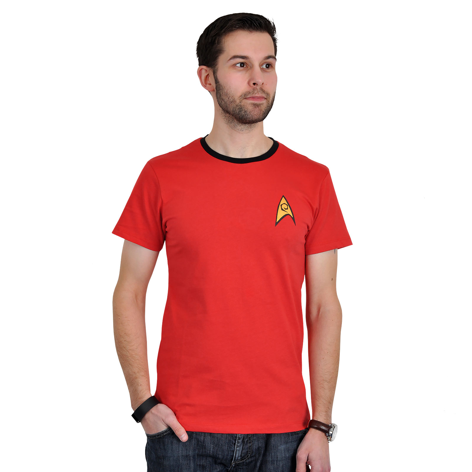 Star Trek Uniform T Shirt Retro Top Tshirt Enterprise Scotty Rot Kostüm Fasching 